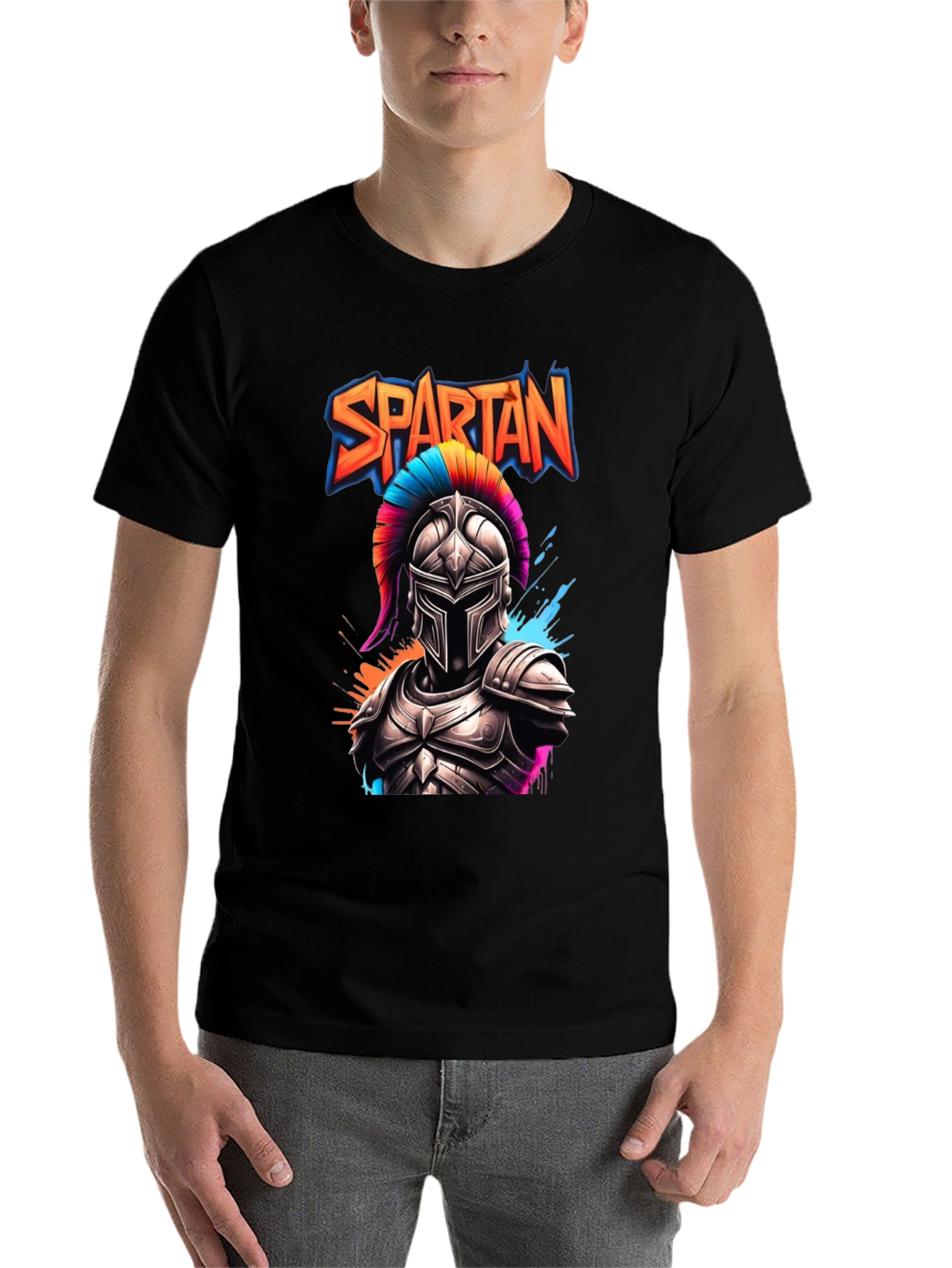 Black Spartan Warrior Graphic T-Shirt view 7