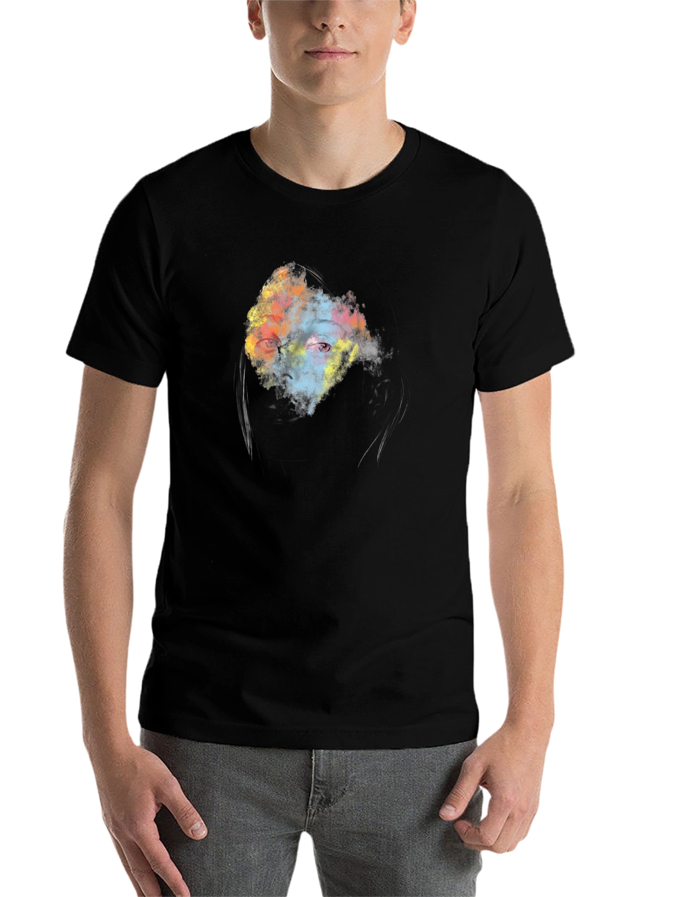 Black Abstract Eye Graphic Black T-Shirt view 7