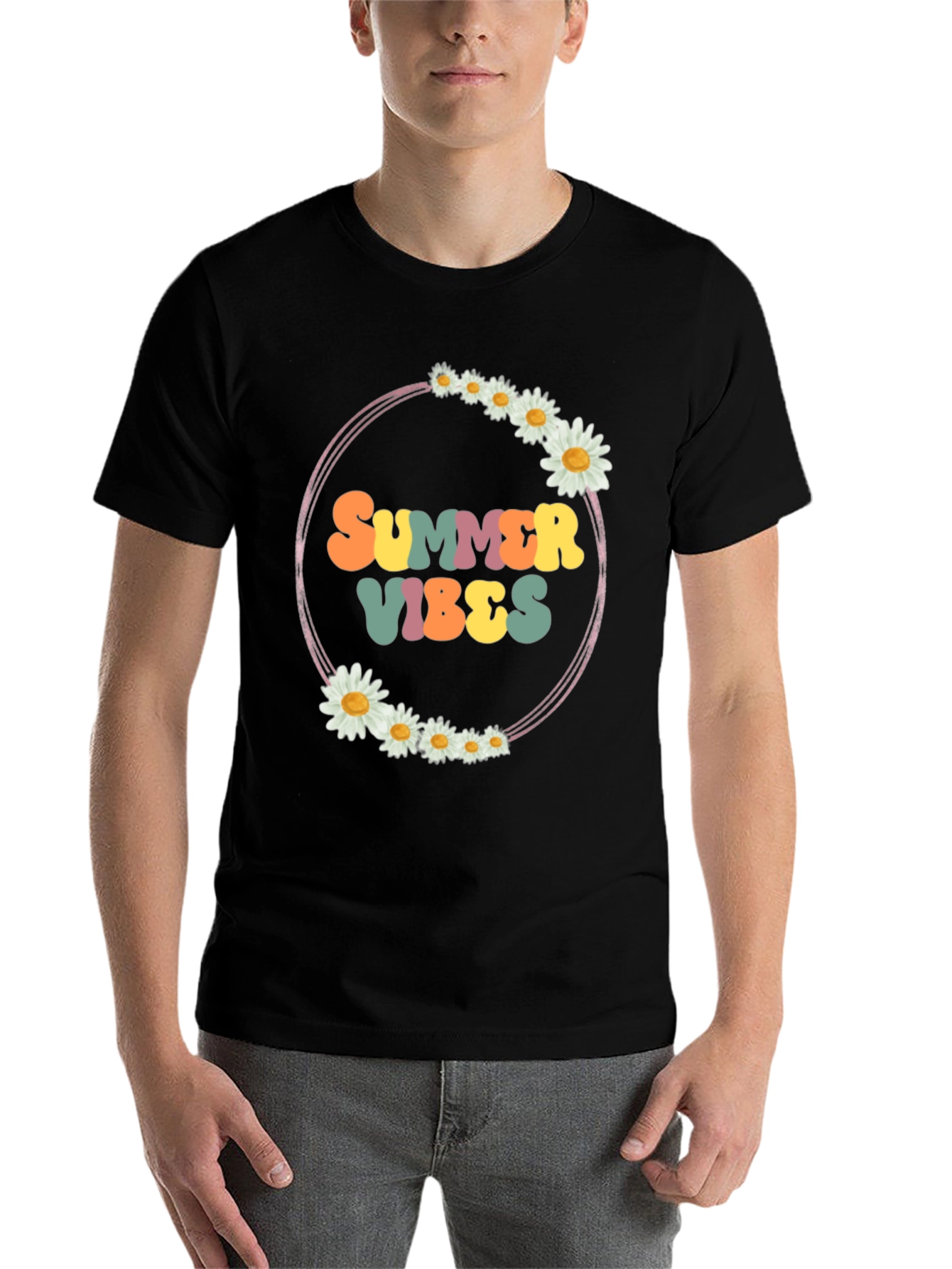 Black Summer Vibes Daisy Graphic Tee view 7