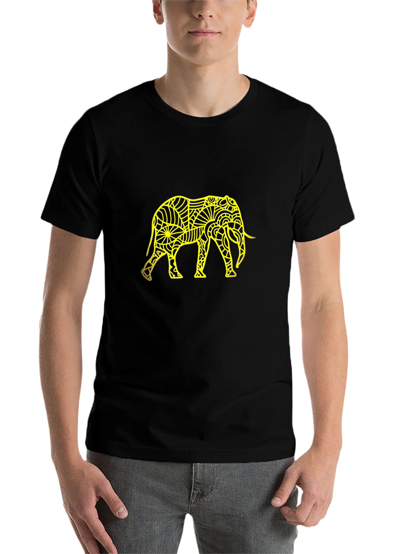 Black Abstract Elephant Graphic Tee - Black view 7