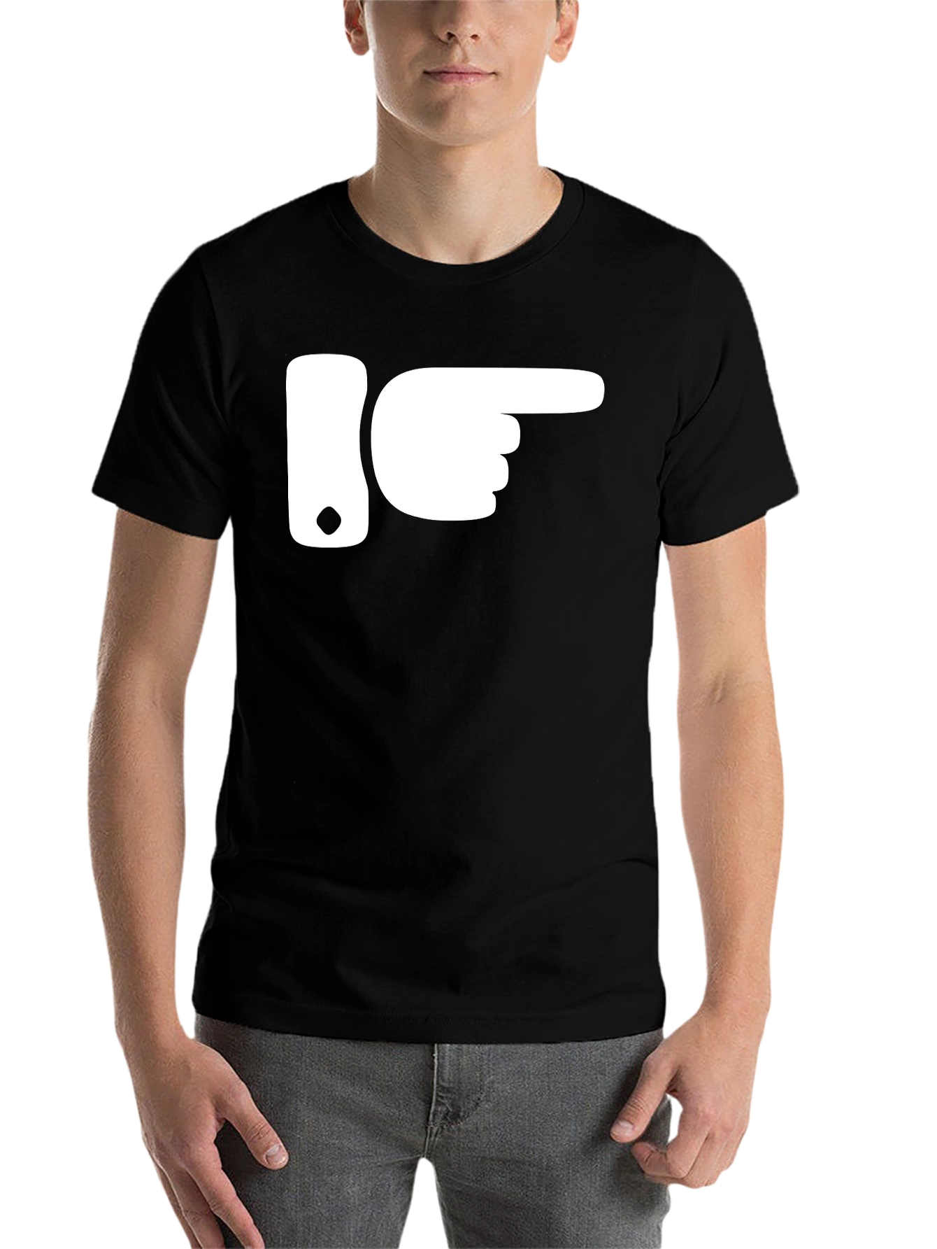 Black Pointing Finger Graphic Tee - Novelty Humor Shirt view 7