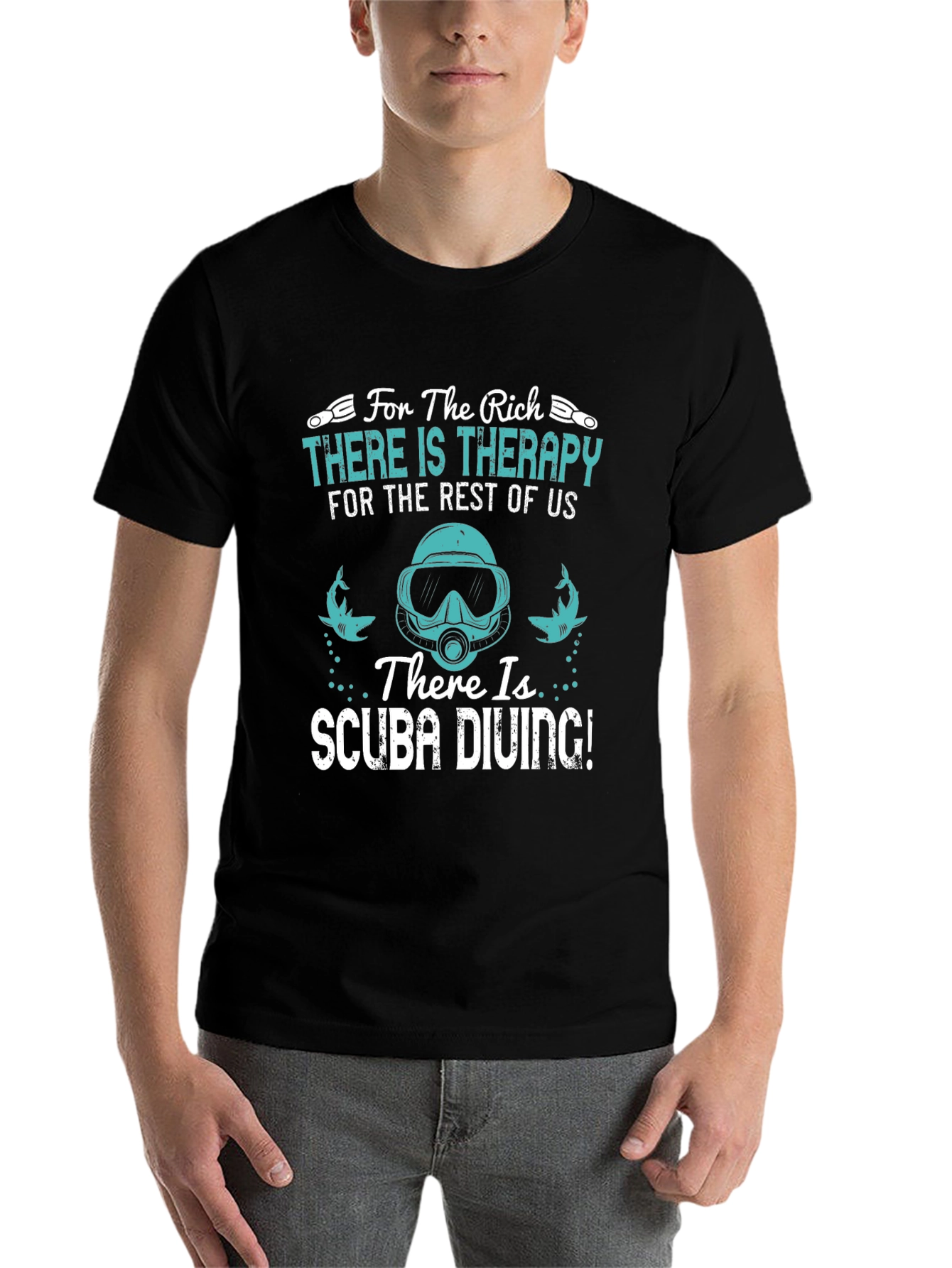 Black Funny Scuba Diving T-Shirt: Therapy Alternative view 7