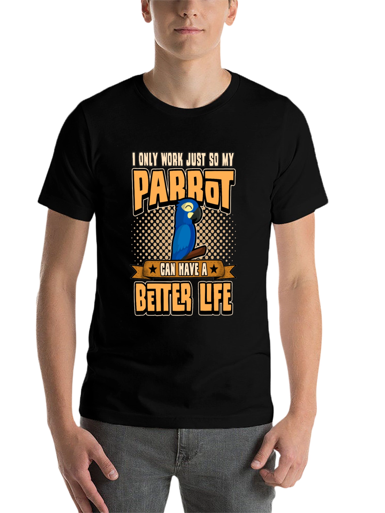 Black Parrot Lover Graphic T-Shirt view 7