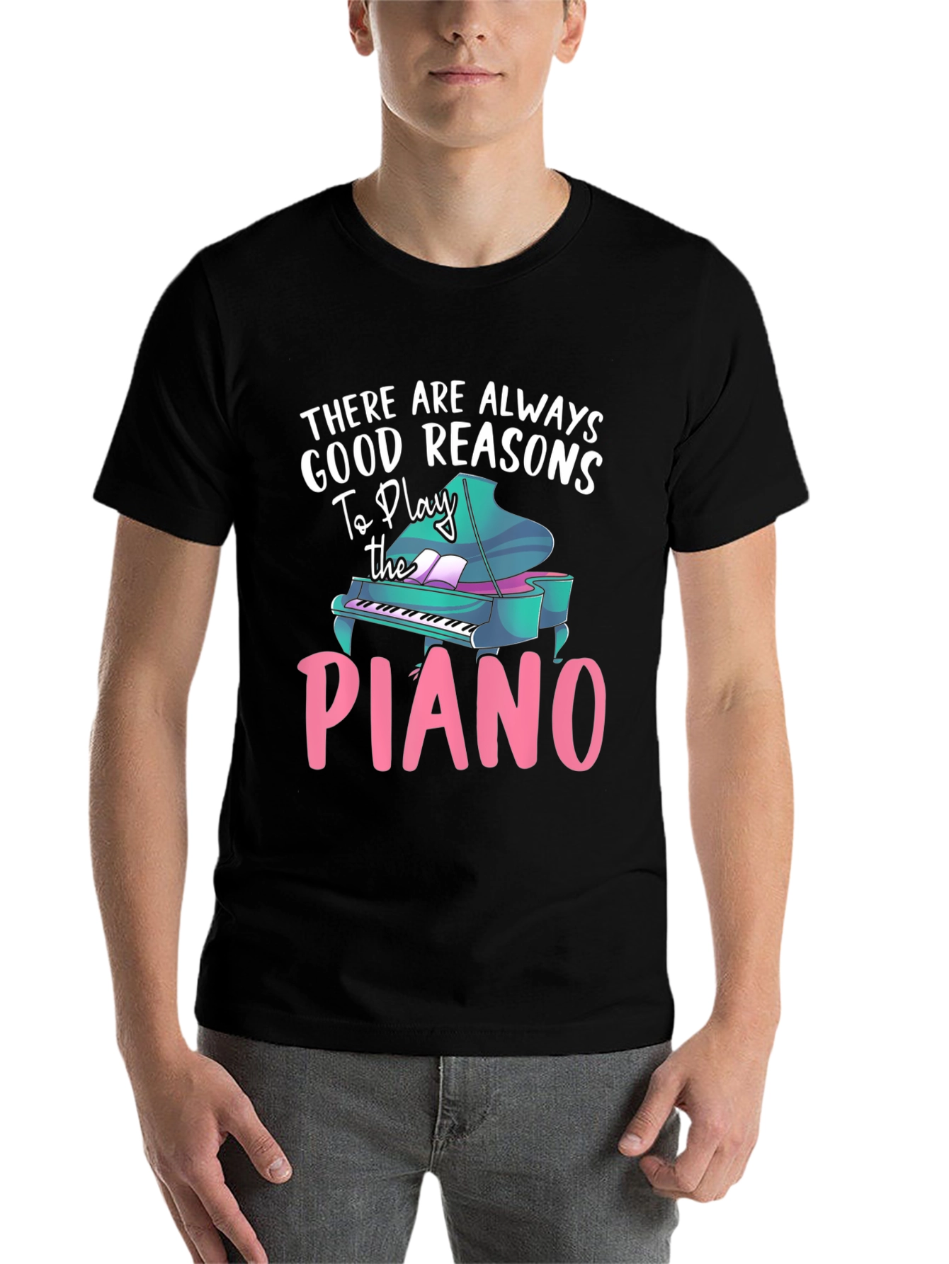 Black Piano Lover T-Shirt - Good Reasons To Play view 7