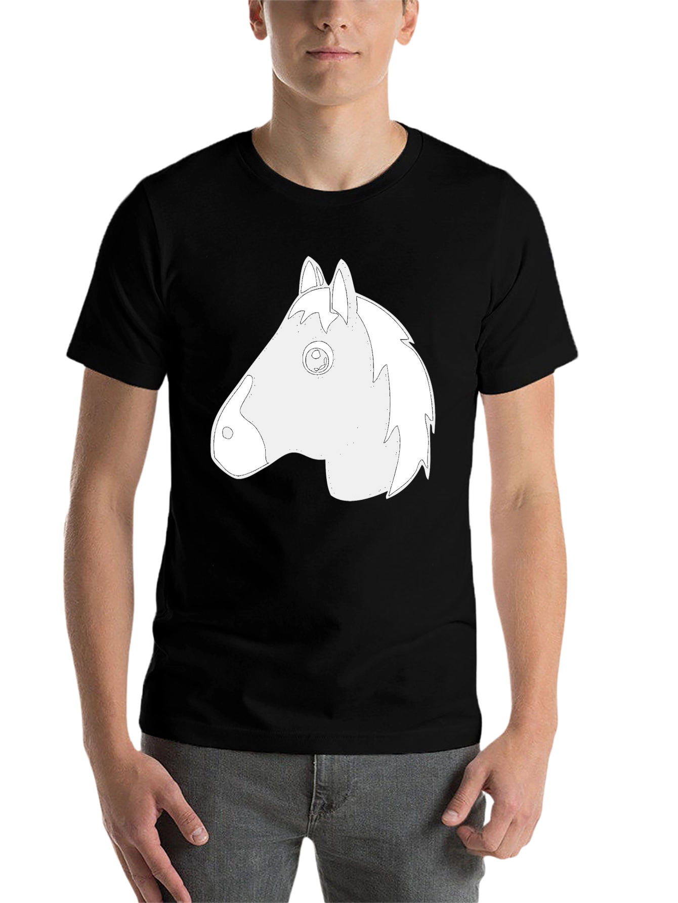 Black Black T-Shirt with Horse Head Graphic view 7