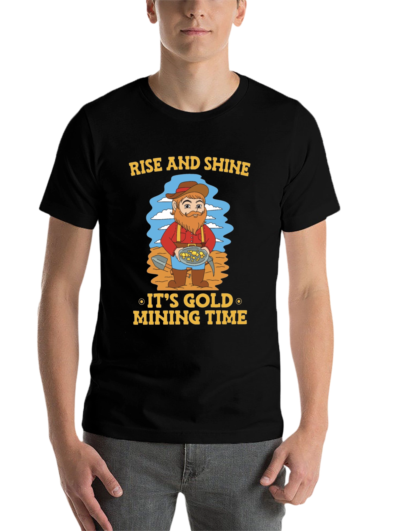 Black Rise and Shine Gold Mining T-Shirt view 7