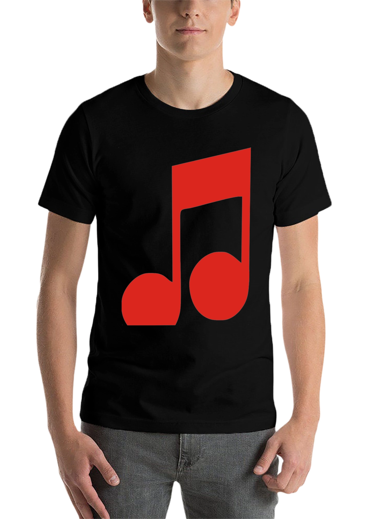 Black Red Music Note Graphic Black T-Shirt view 7