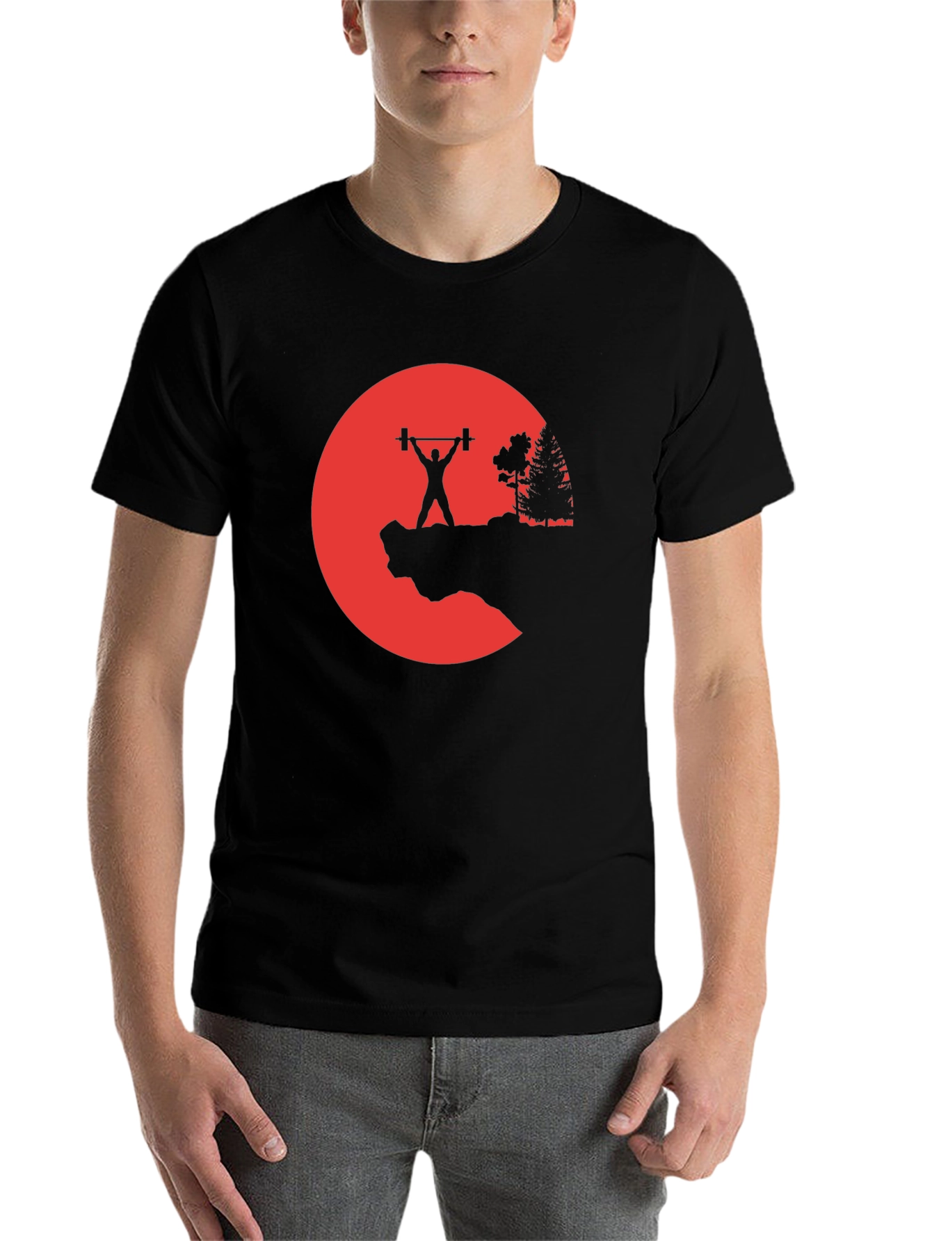 Black Weightlifting Silhouette Graphic T-Shirt view 7