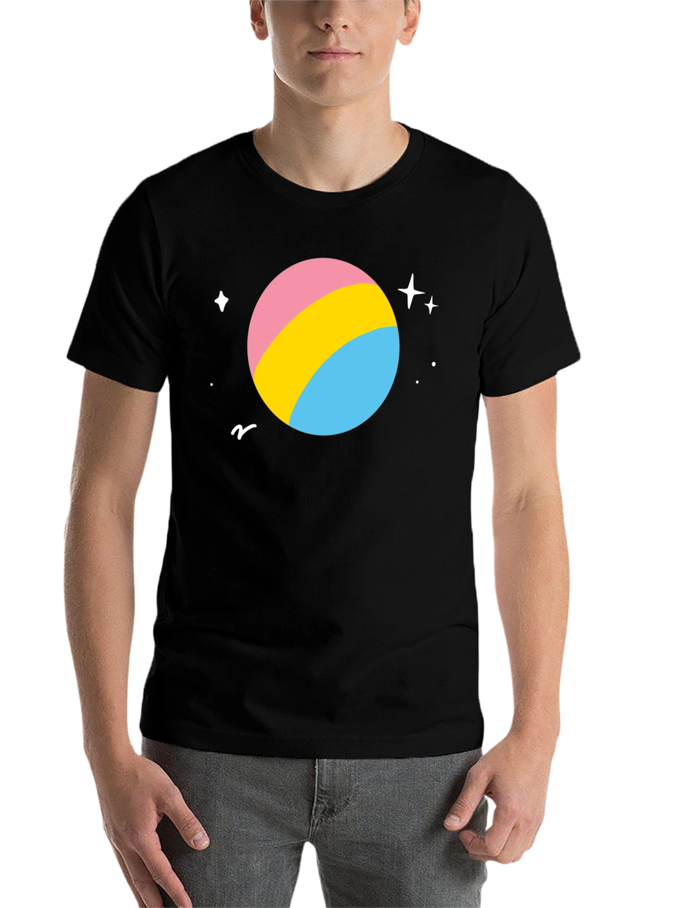 Black Pansexual Pride Planet T-Shirt - Black view 7