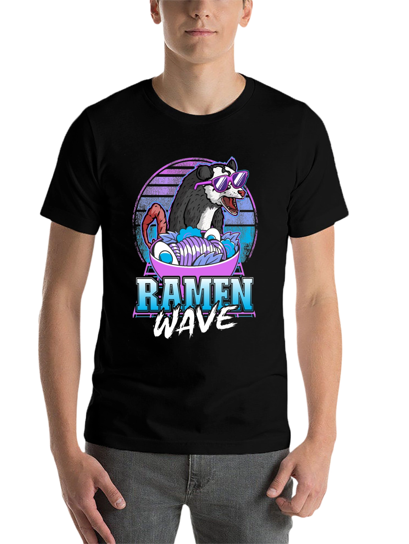 Black Ramen Wave Opossum T-Shirt view 7