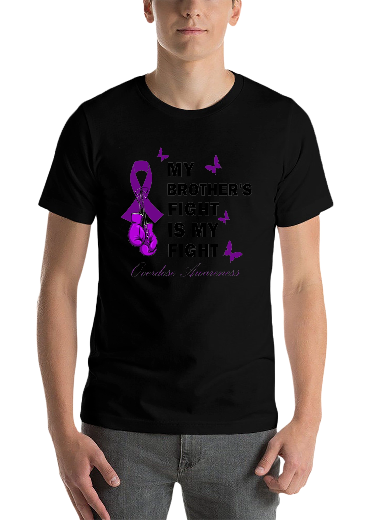 Black Brother's Fight Awareness Ribbon T-Shirt view 7