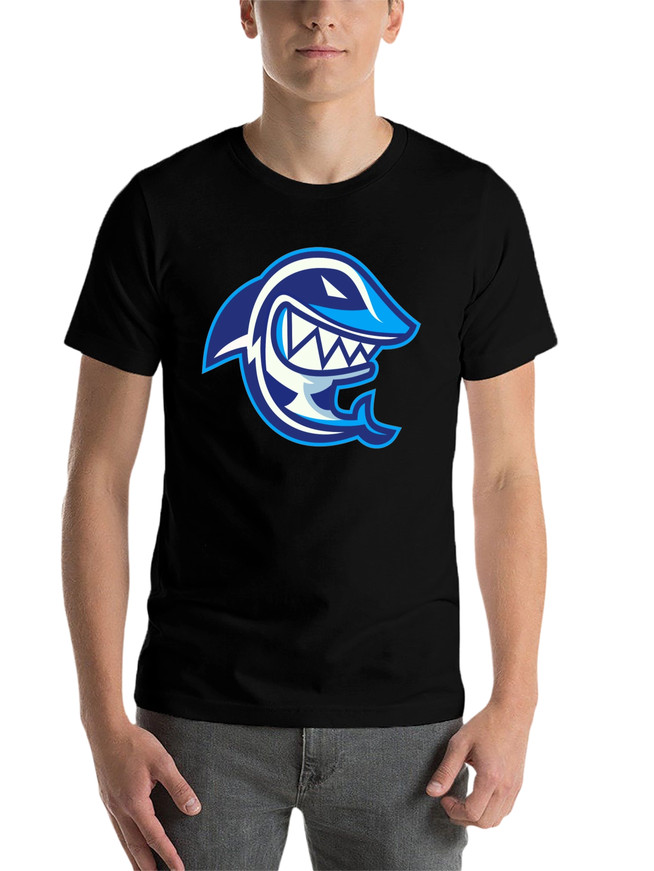 Black Cool Shark Graphic T-Shirt - Black view 7