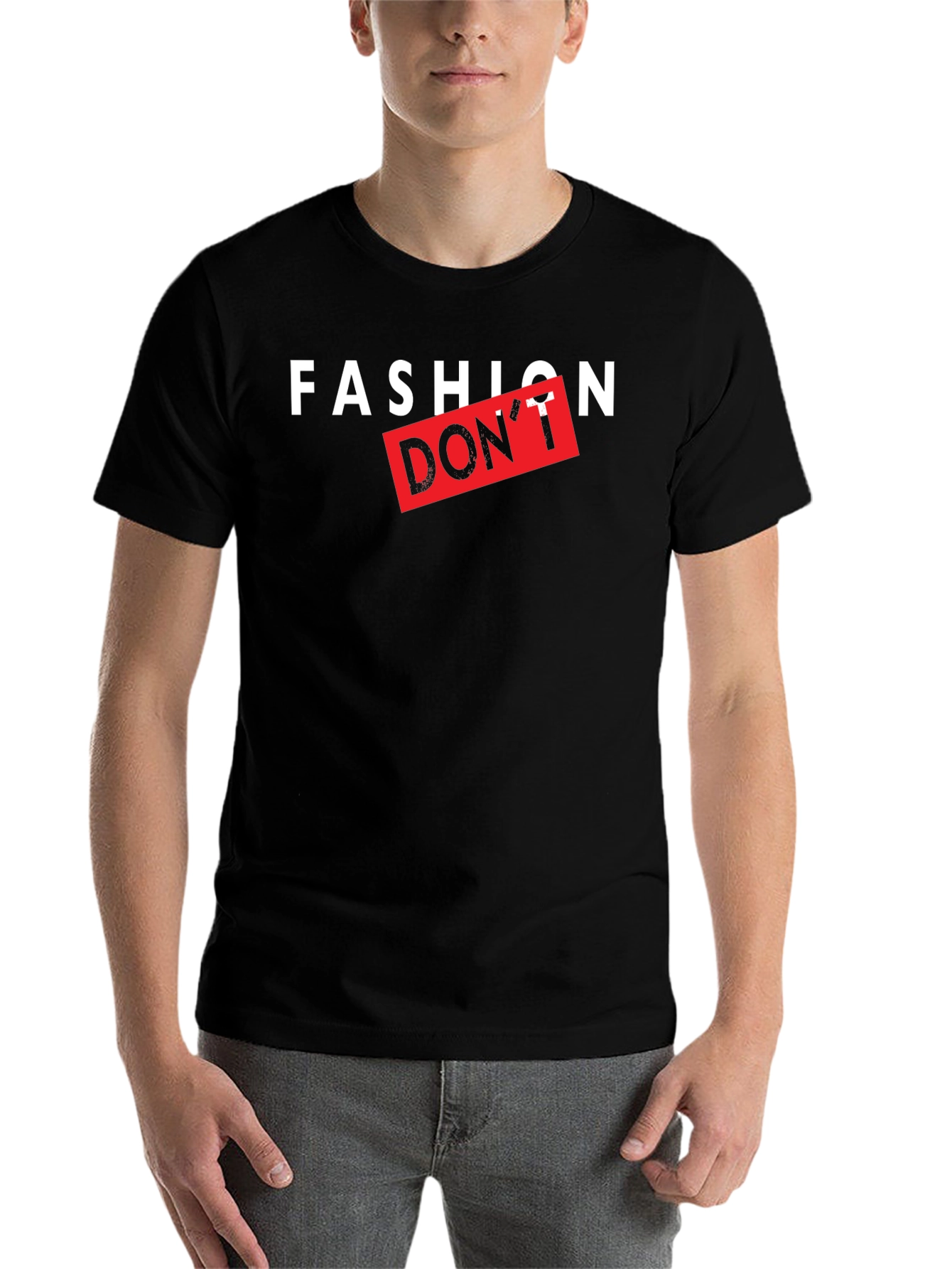 Black Fashion Don't Graphic Print Black T-Shirt view 7