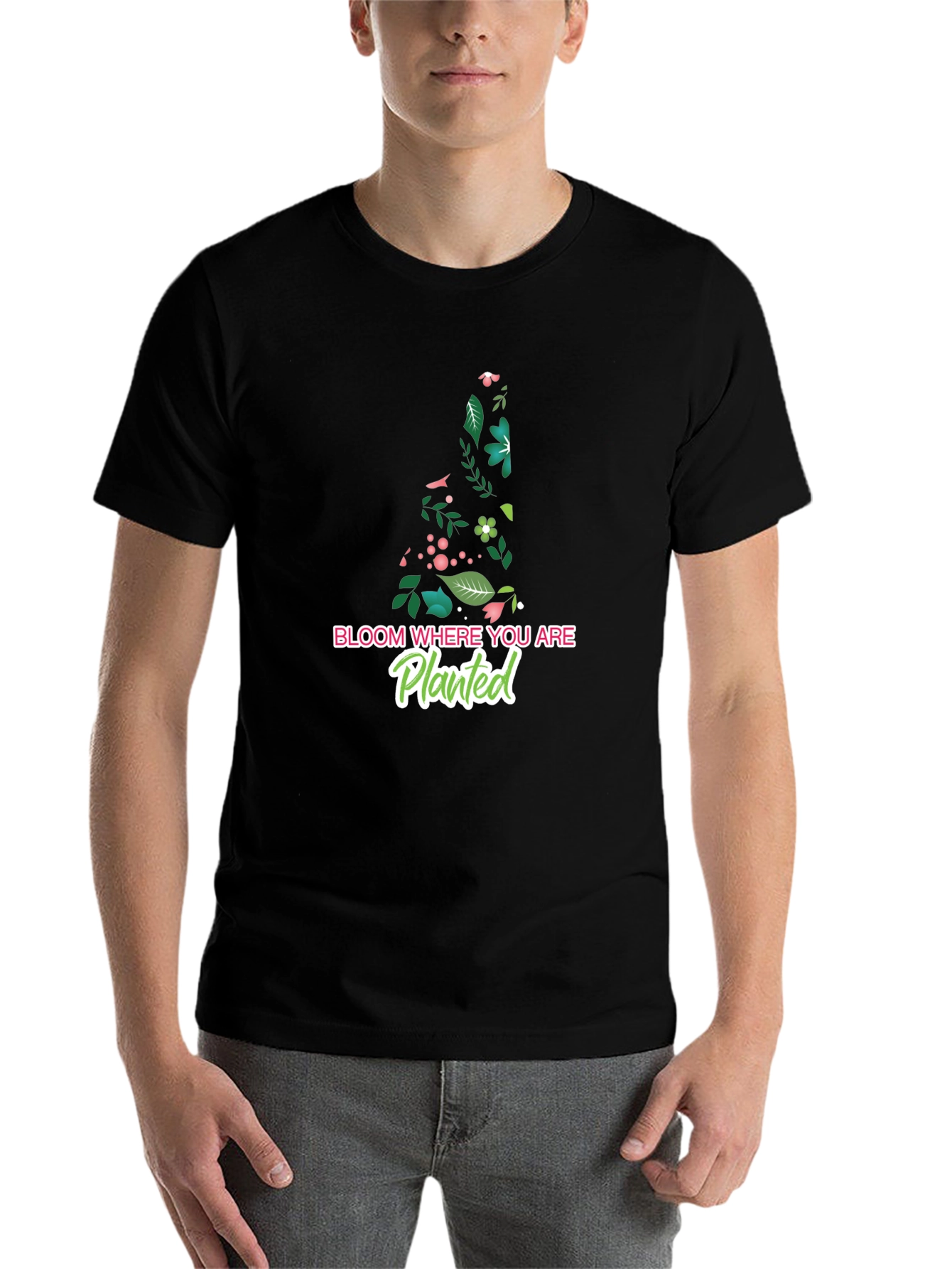 Black Bloom Where You Are Planted T-Shirt view 7