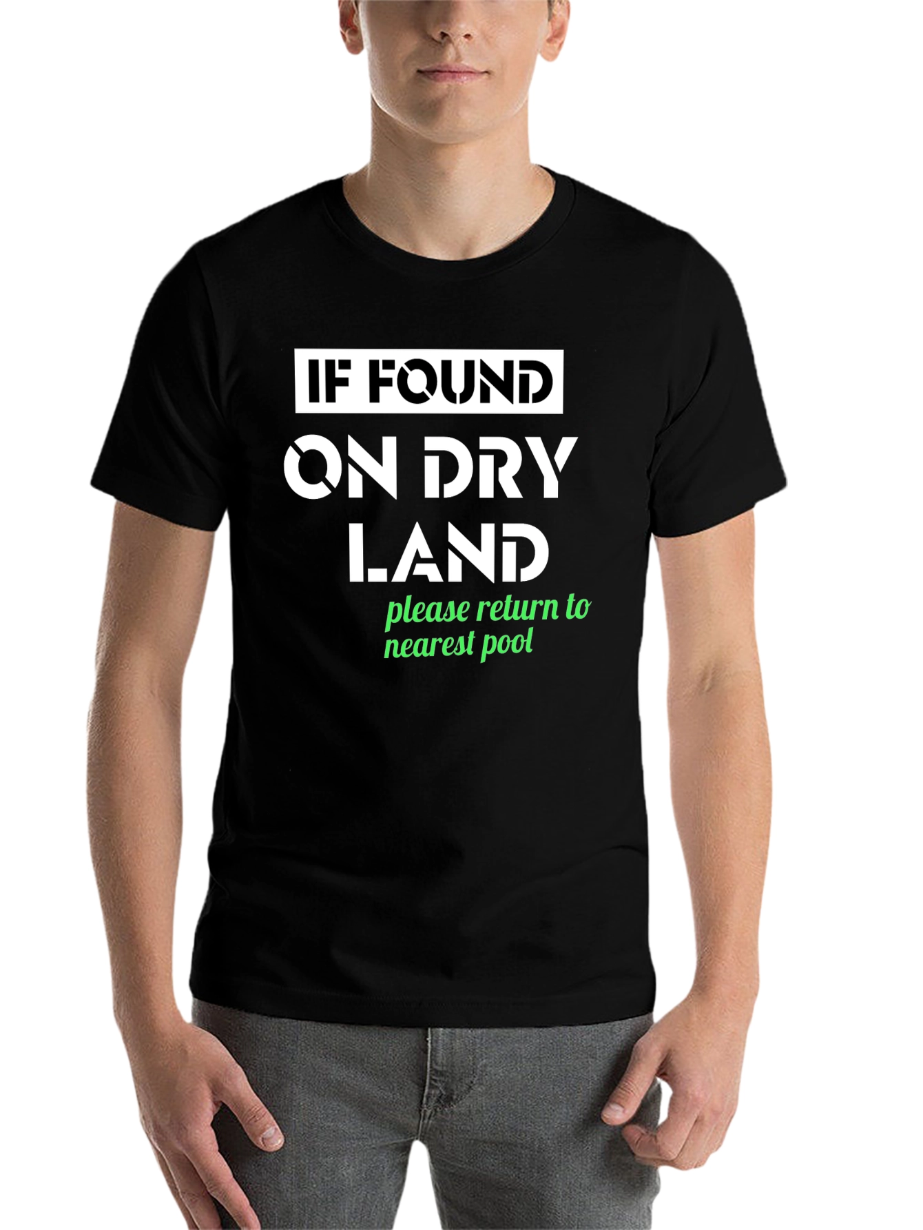 Black Funny Dry Land Pool T-Shirt view 7