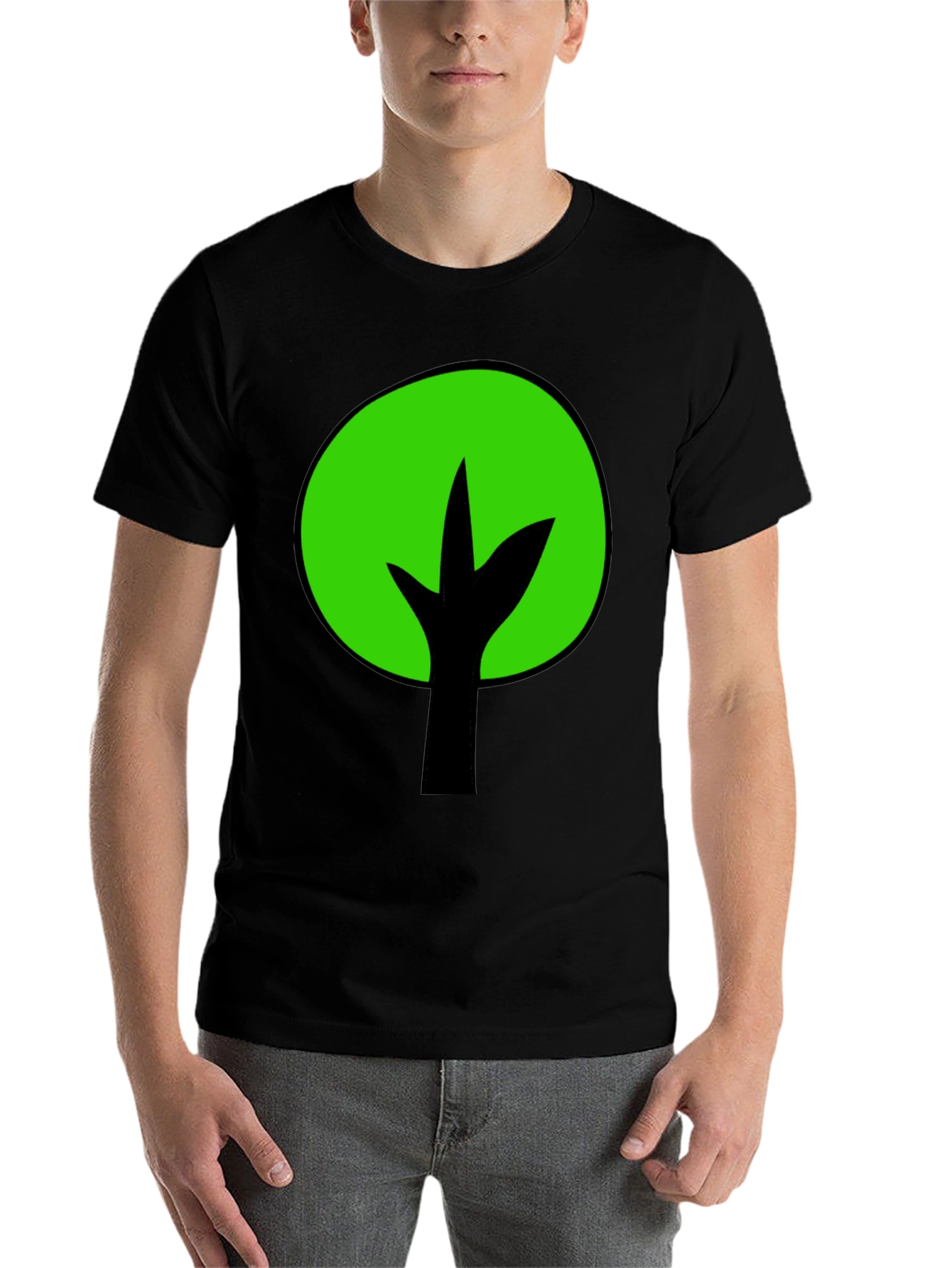Black Green Tree Graphic Tee - Black Cotton Blend view 7