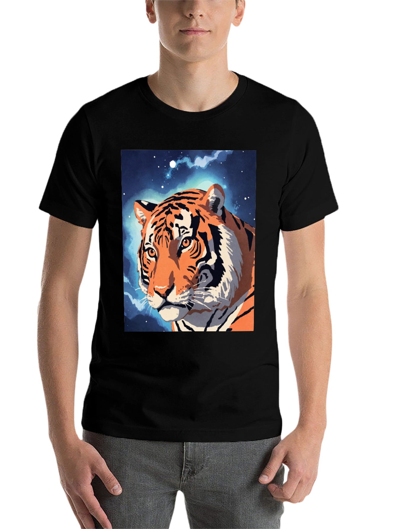 Black Tiger Galaxy Graphic Tee - Cool Animal Design view 7