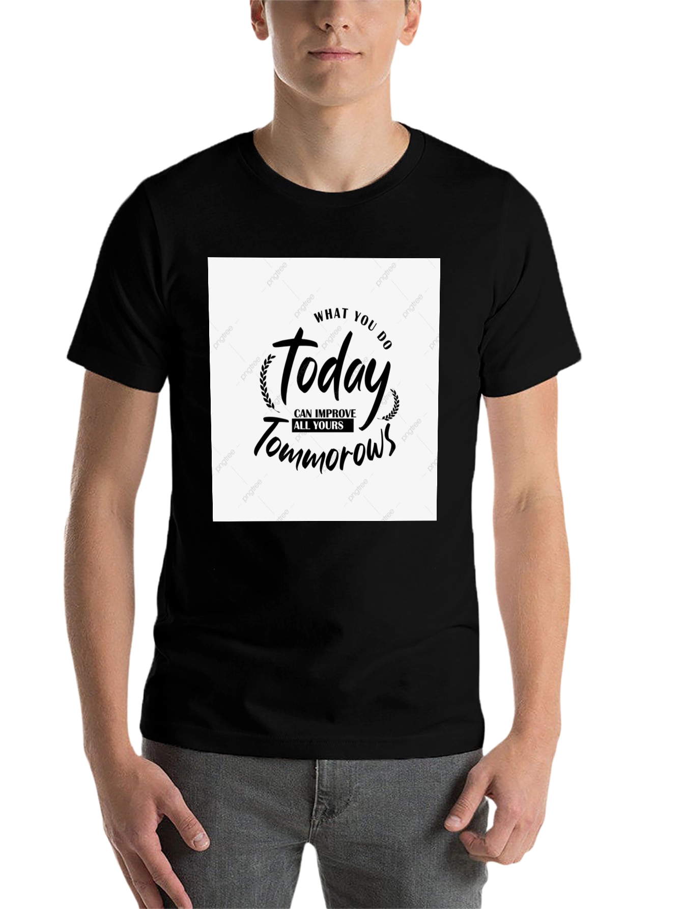 Black Motivational T-Shirt - Today Improves Tomorrows view 7