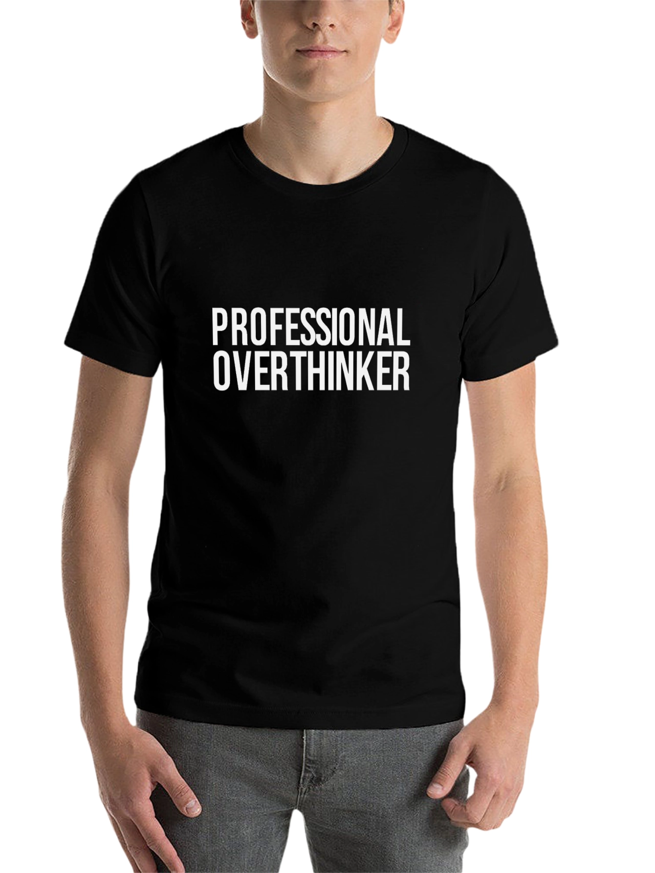 Black Professional Overthinker Graphic Tee - Black view 7