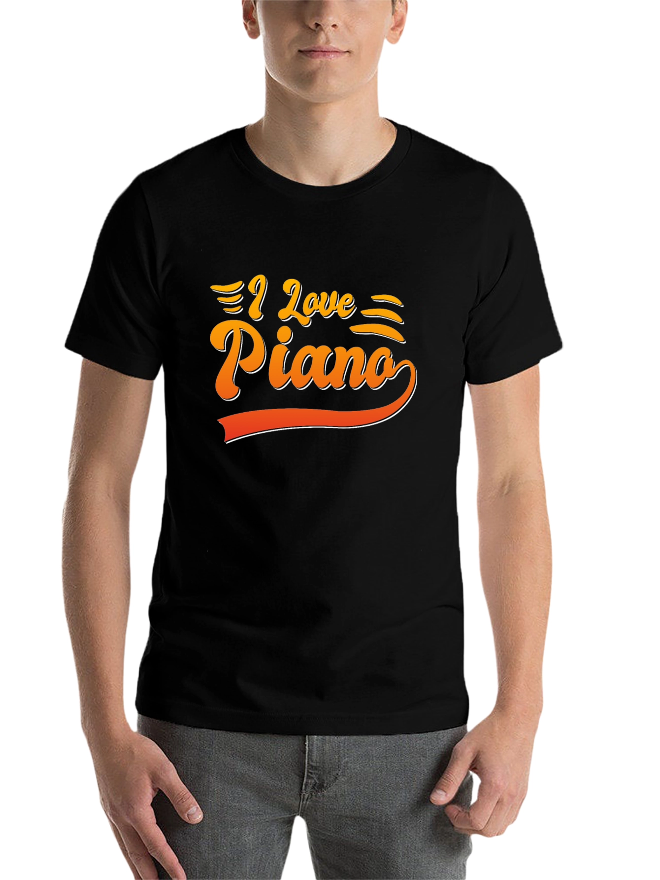 Black I Love Piano Graphic Tee - Music Lover's T-Shirt view 7