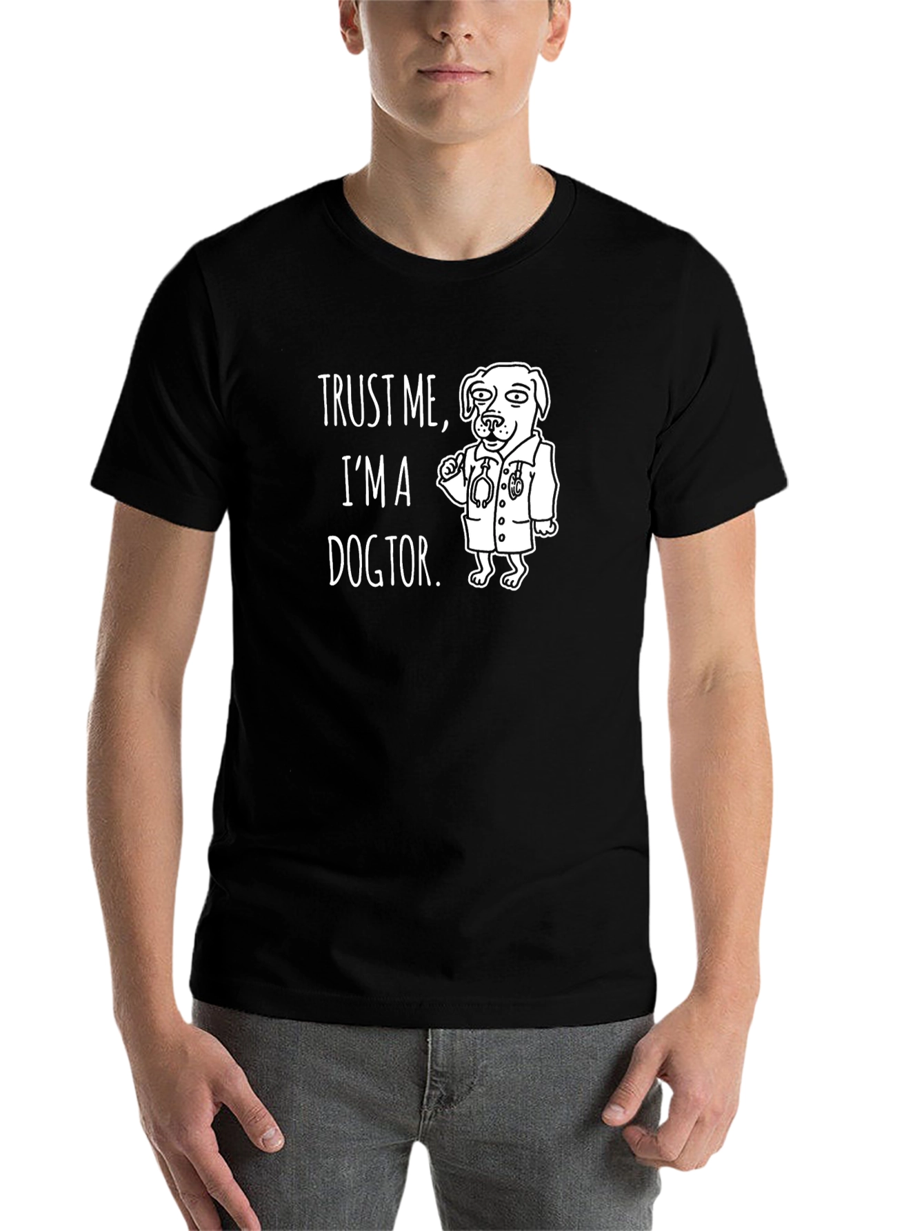 Black Trust Me I'm a Dogtor Funny Graphic T-Shirt view 7