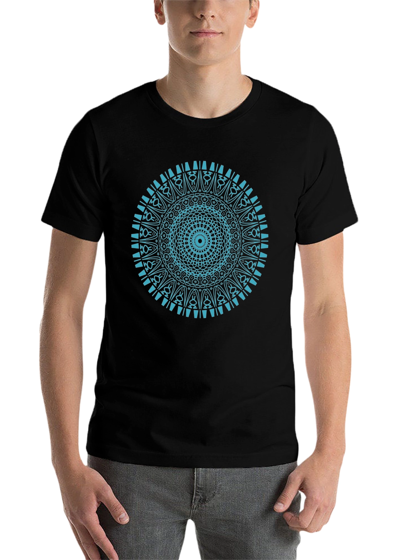Black Mandala Print Black T-Shirt view 7