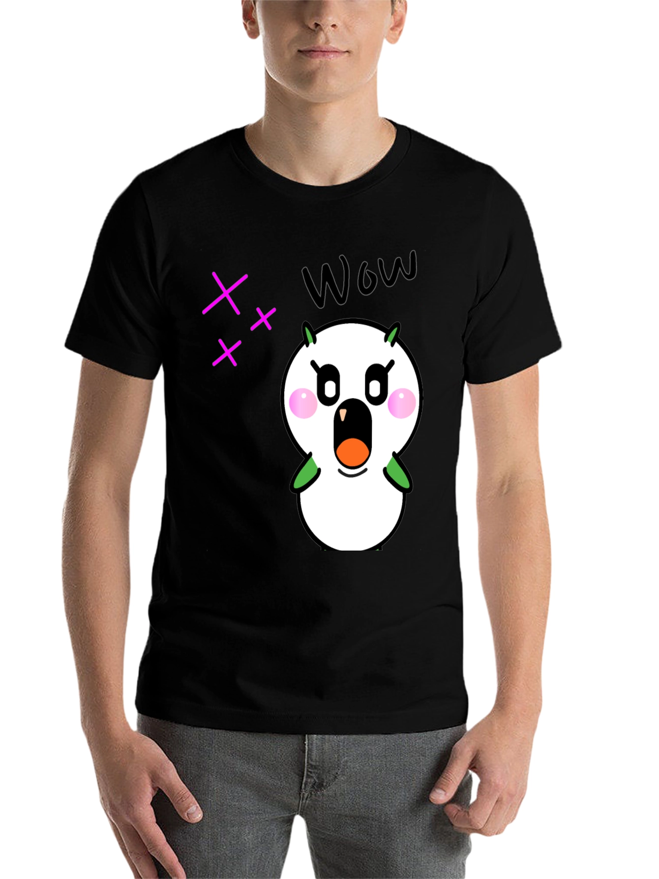 Black Funny Cartoon Character Graphic Black T-Shirt view 7