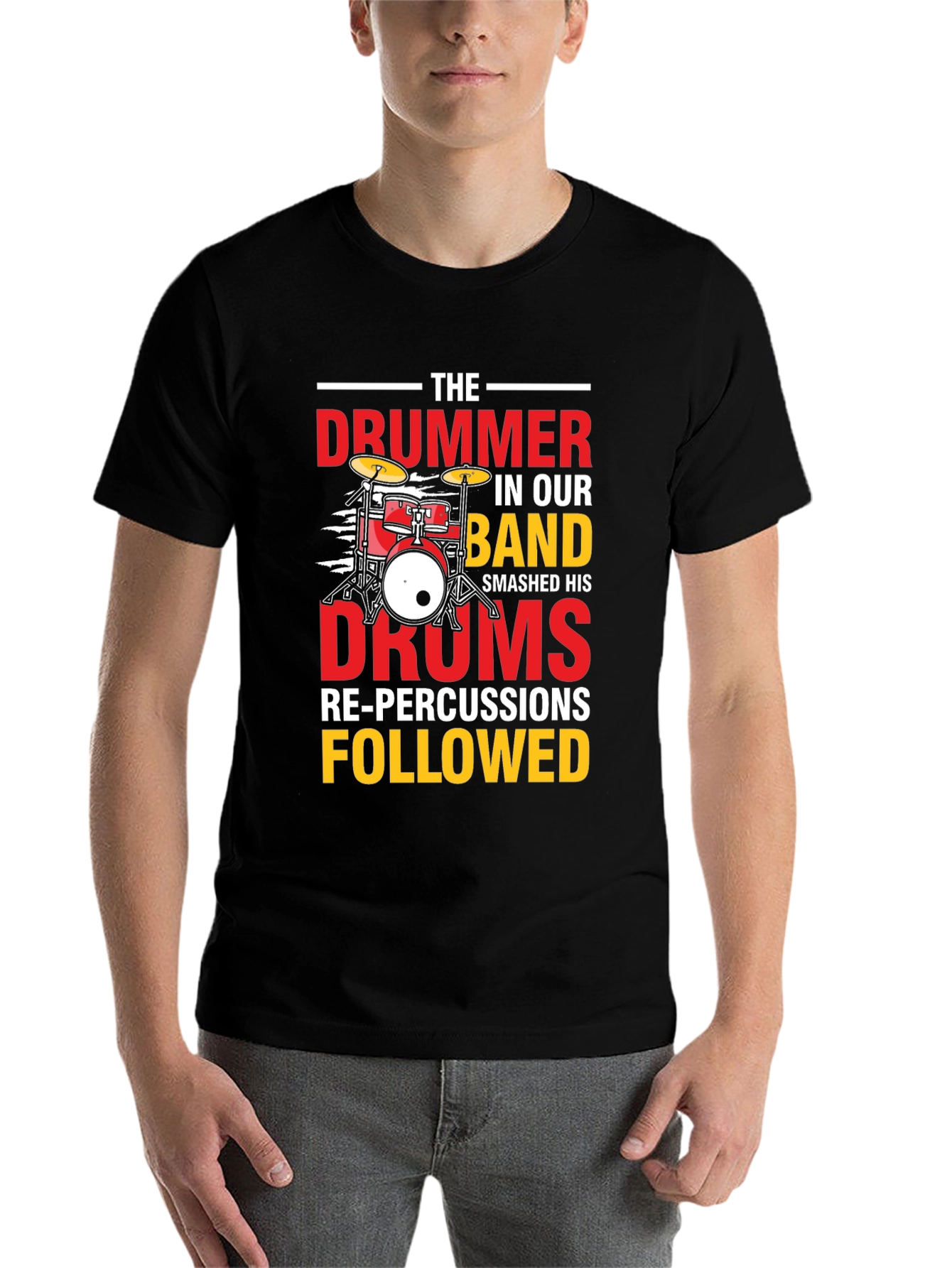 Black Drummer T-Shirt - Funny Band Re-Percussions Tee view 7