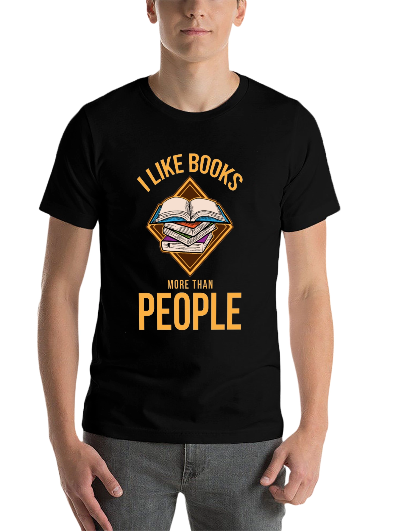 Black I Like Books More Than People T-Shirt view 7