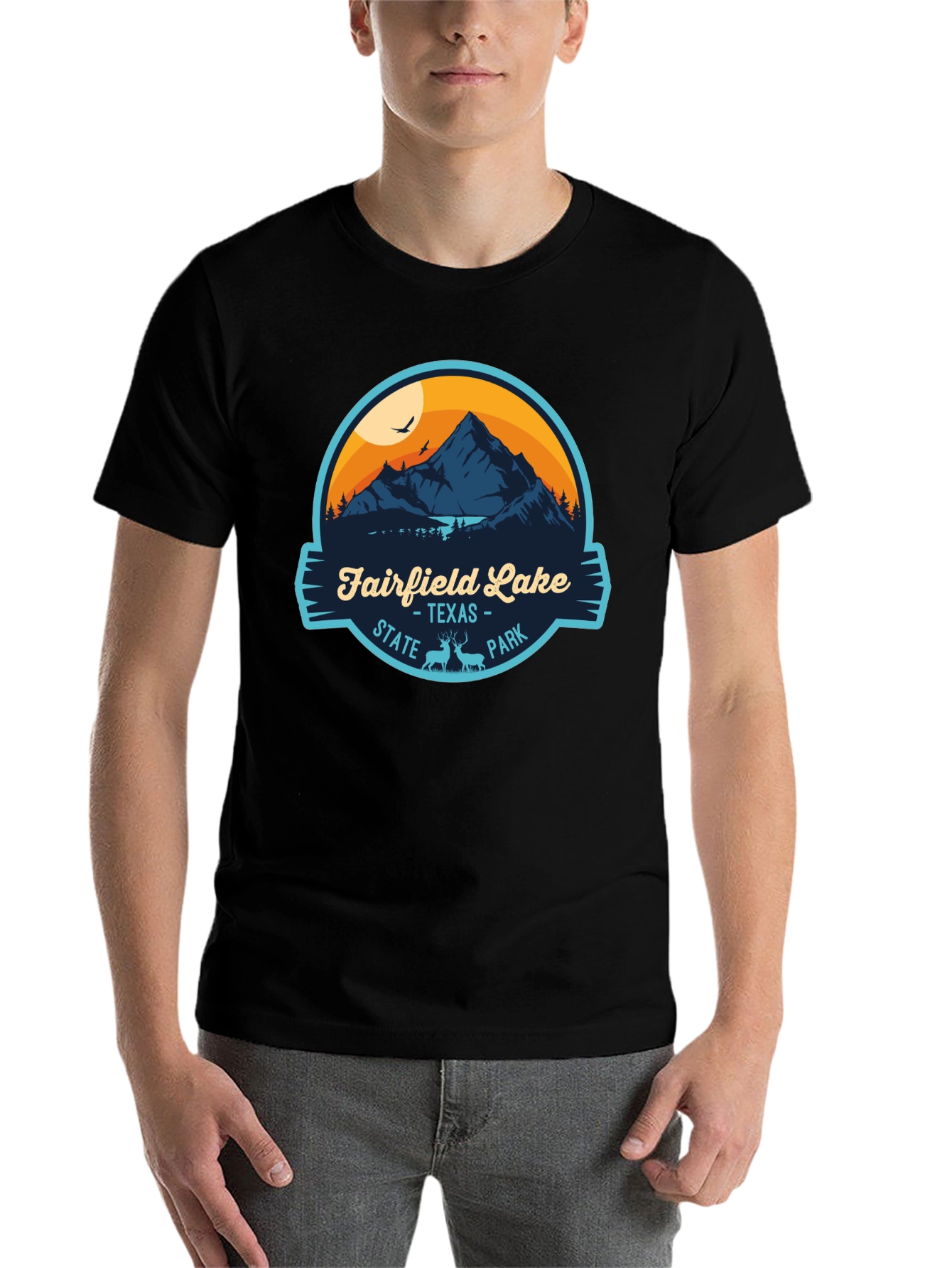 Black Fairfield Lake State Park Graphic T-Shirt view 7