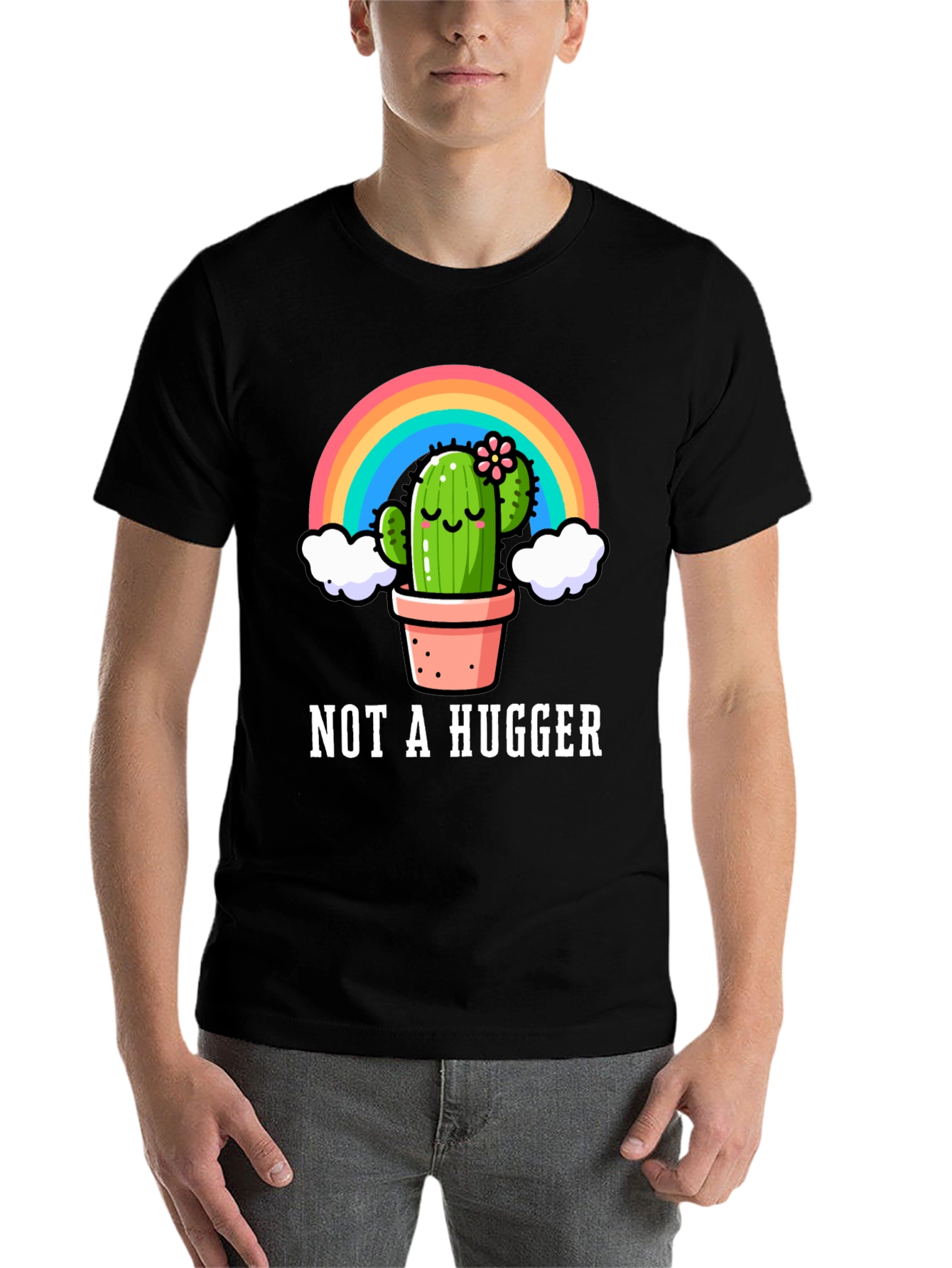 Black Not A Hugger Cactus Graphic Tee view 7