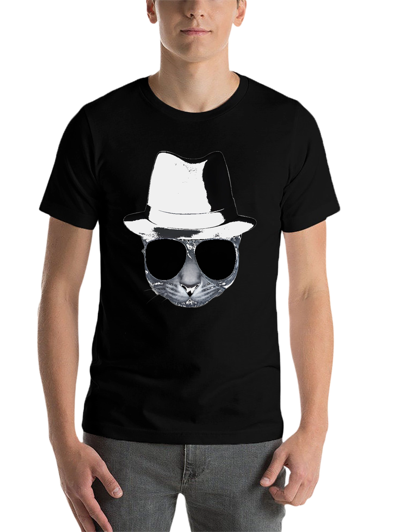 Black Cool Cat Tee - Black Graphic T-Shirt view 7