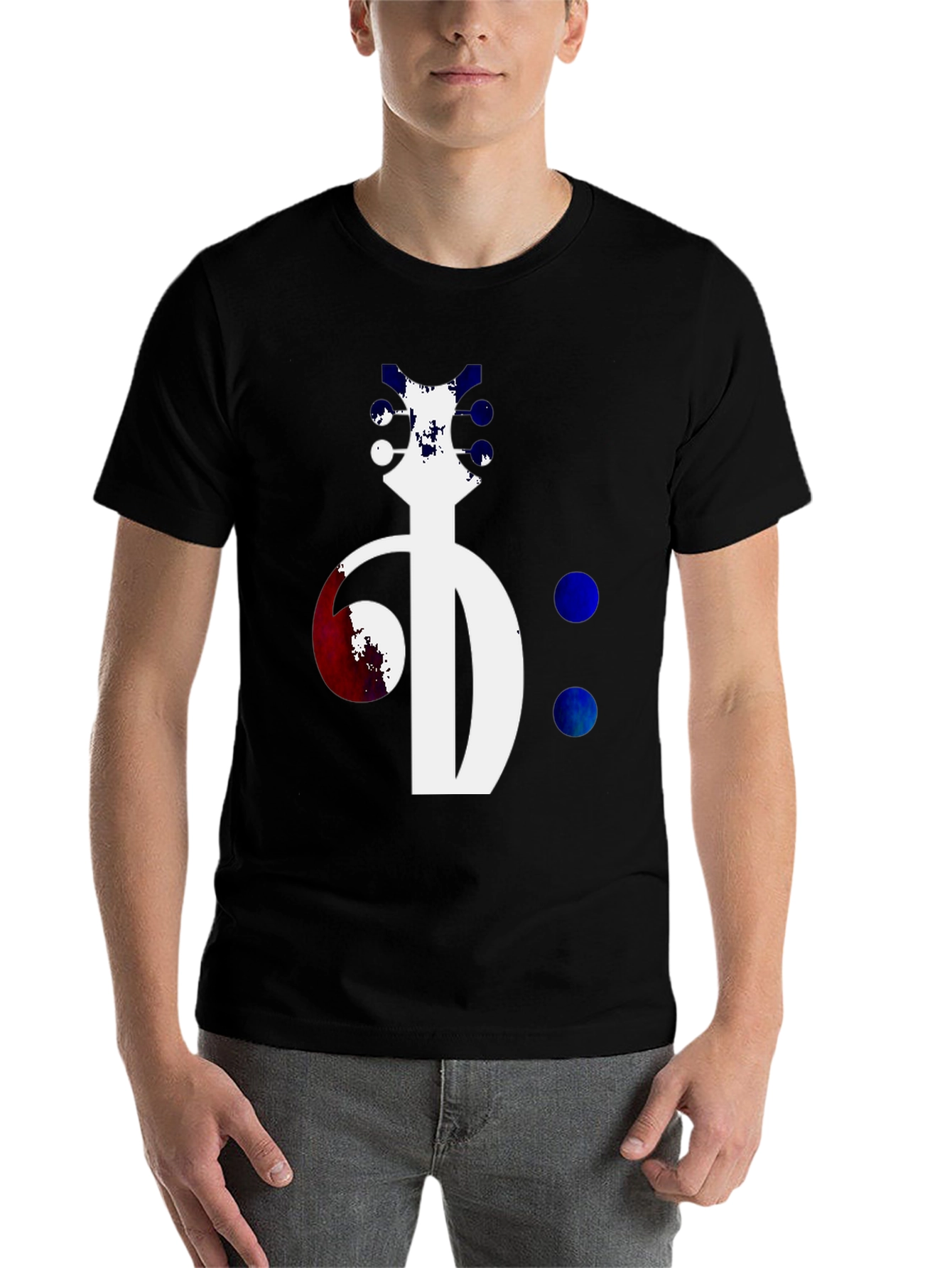 Abstract Guitar Bass Clef Graphic Tee - Unique Music Shirt - 7