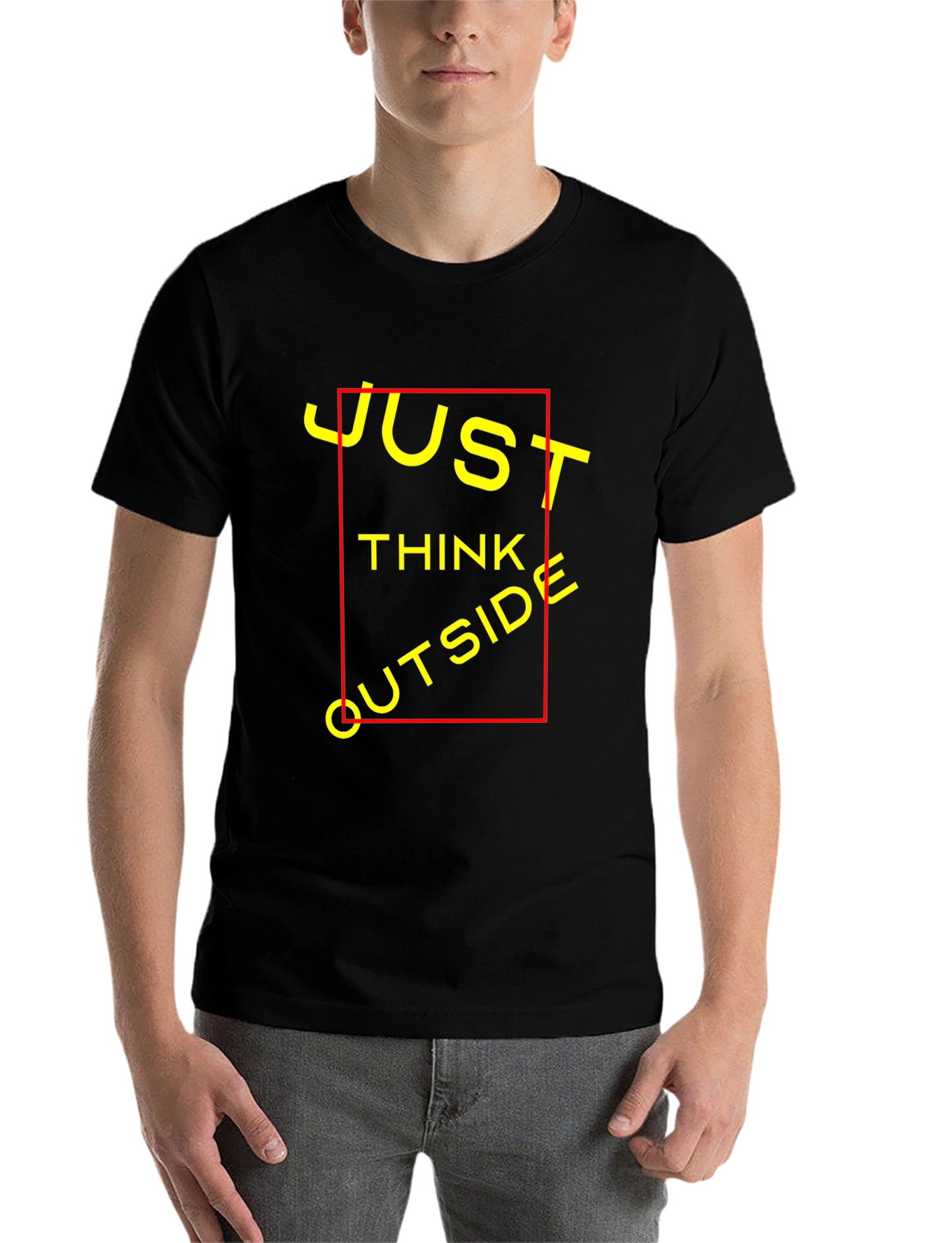 Black Just Think Outside T-Shirt - Black Crew Neck view 7