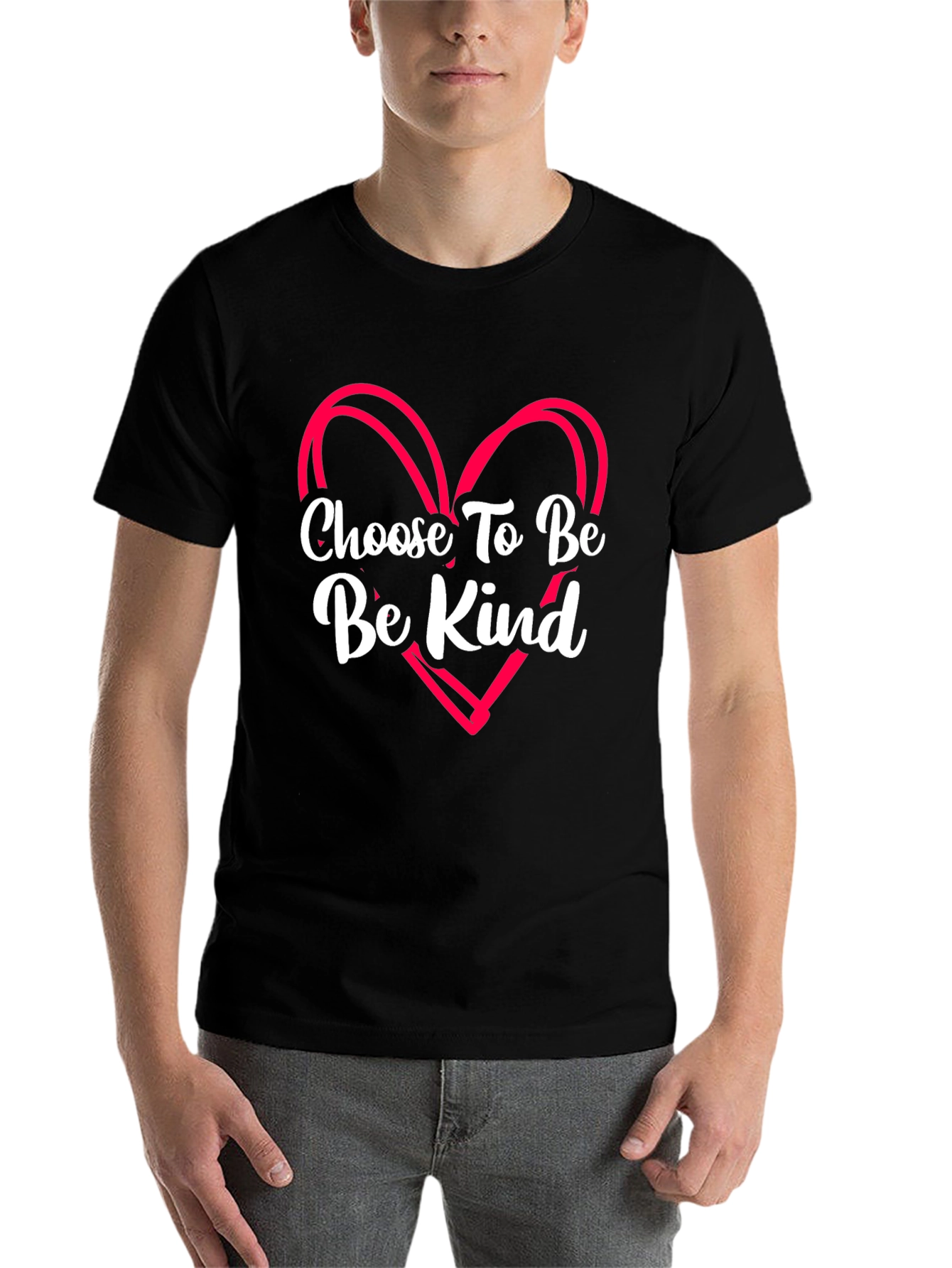 Black Choose To Be Kind Black T-Shirt with Heart view 7