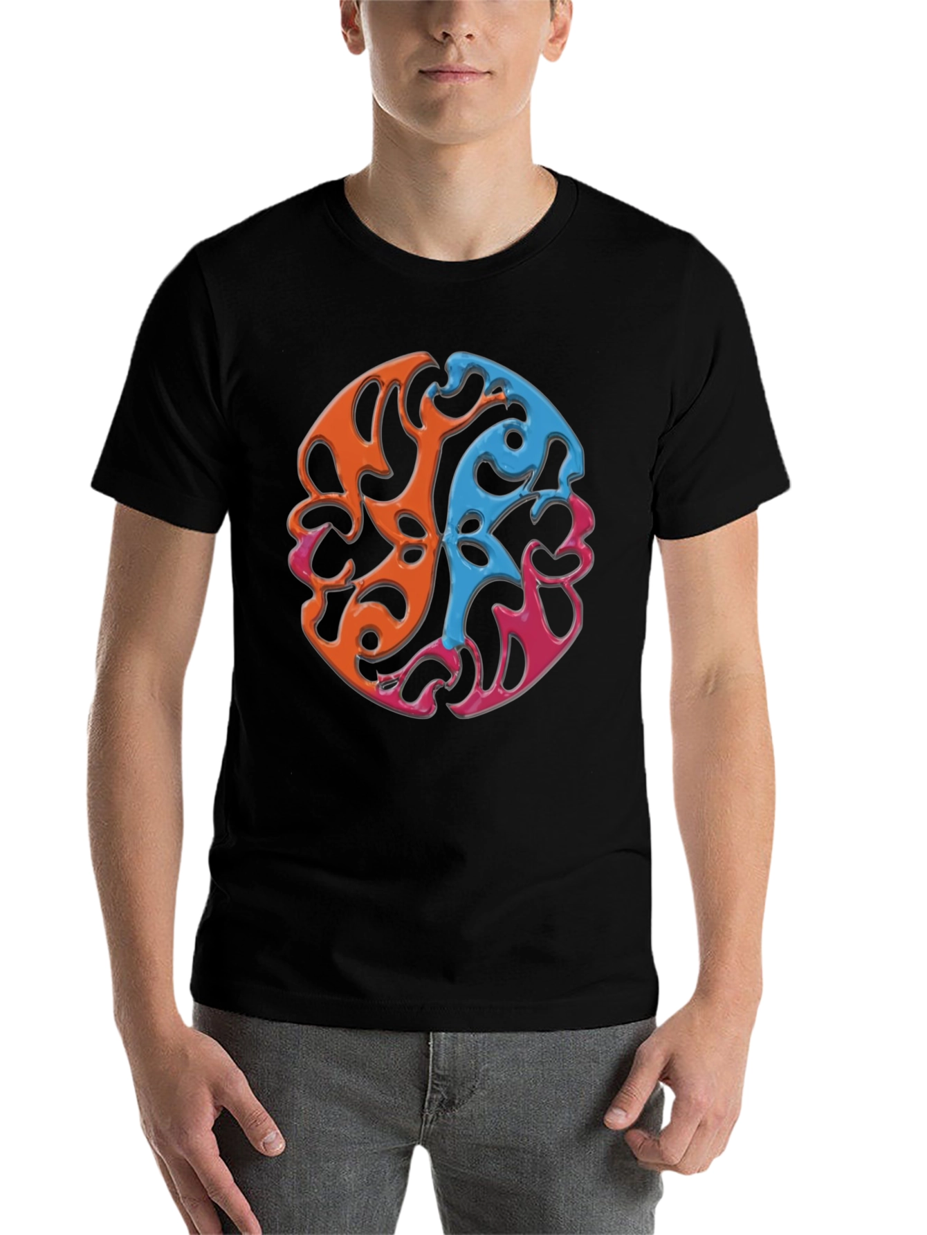 Black Abstract Swirl Graphic Tee - Casual Comfort view 7
