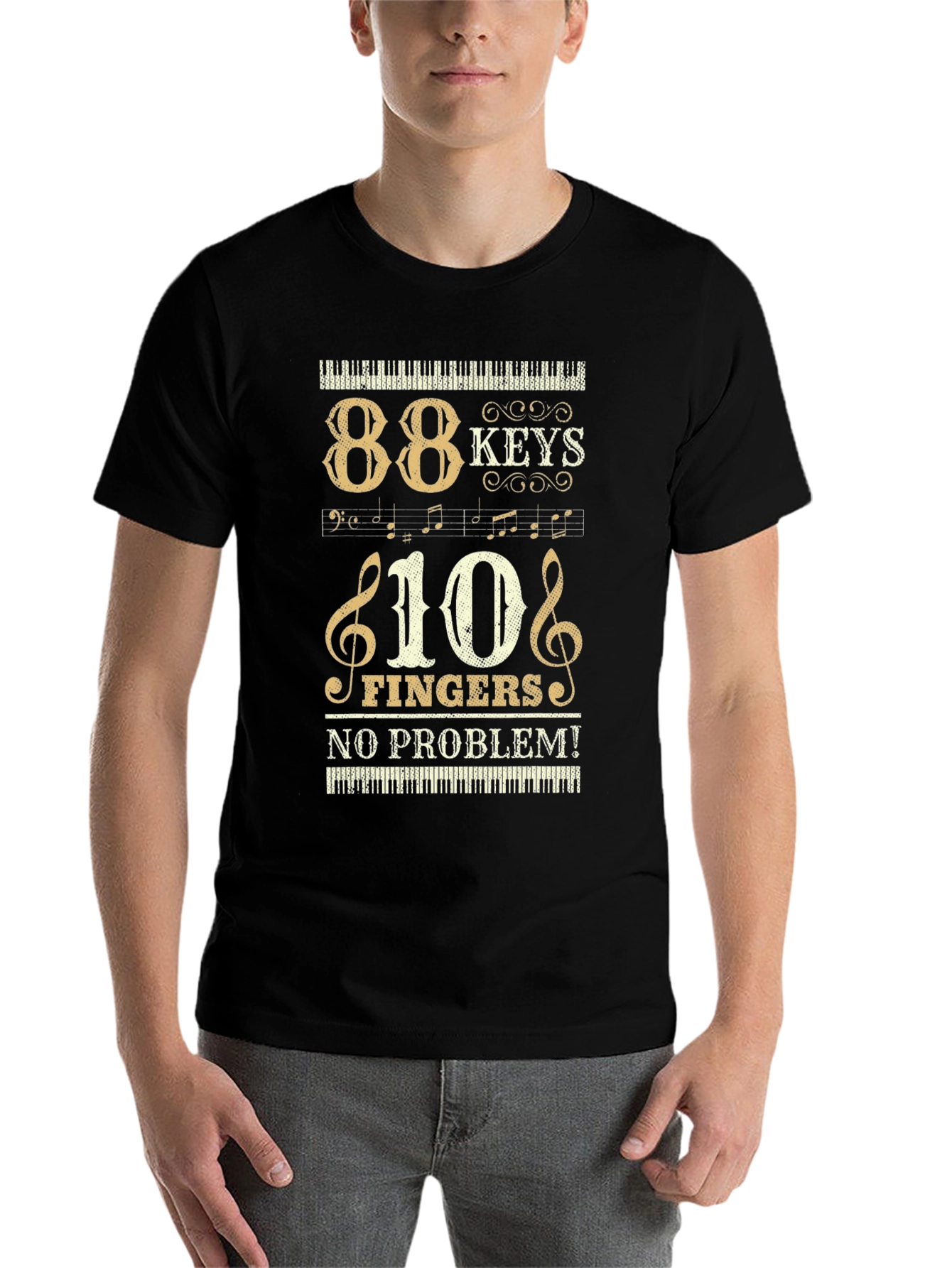 Black 88 Keys 10 Fingers Piano T-Shirt Musician Tee view 7