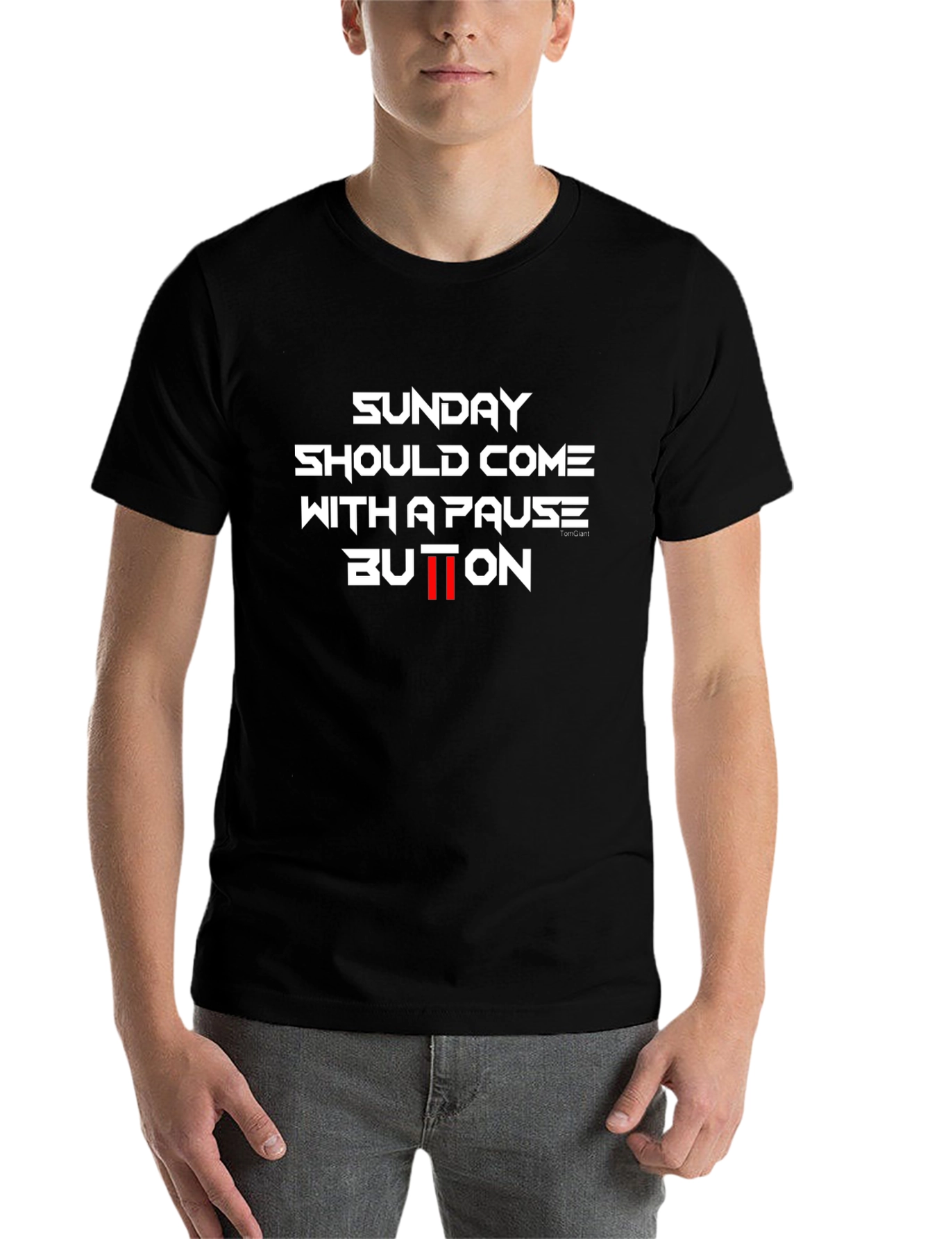 Black Funny 'Pause Button' Sunday T-Shirt view 7