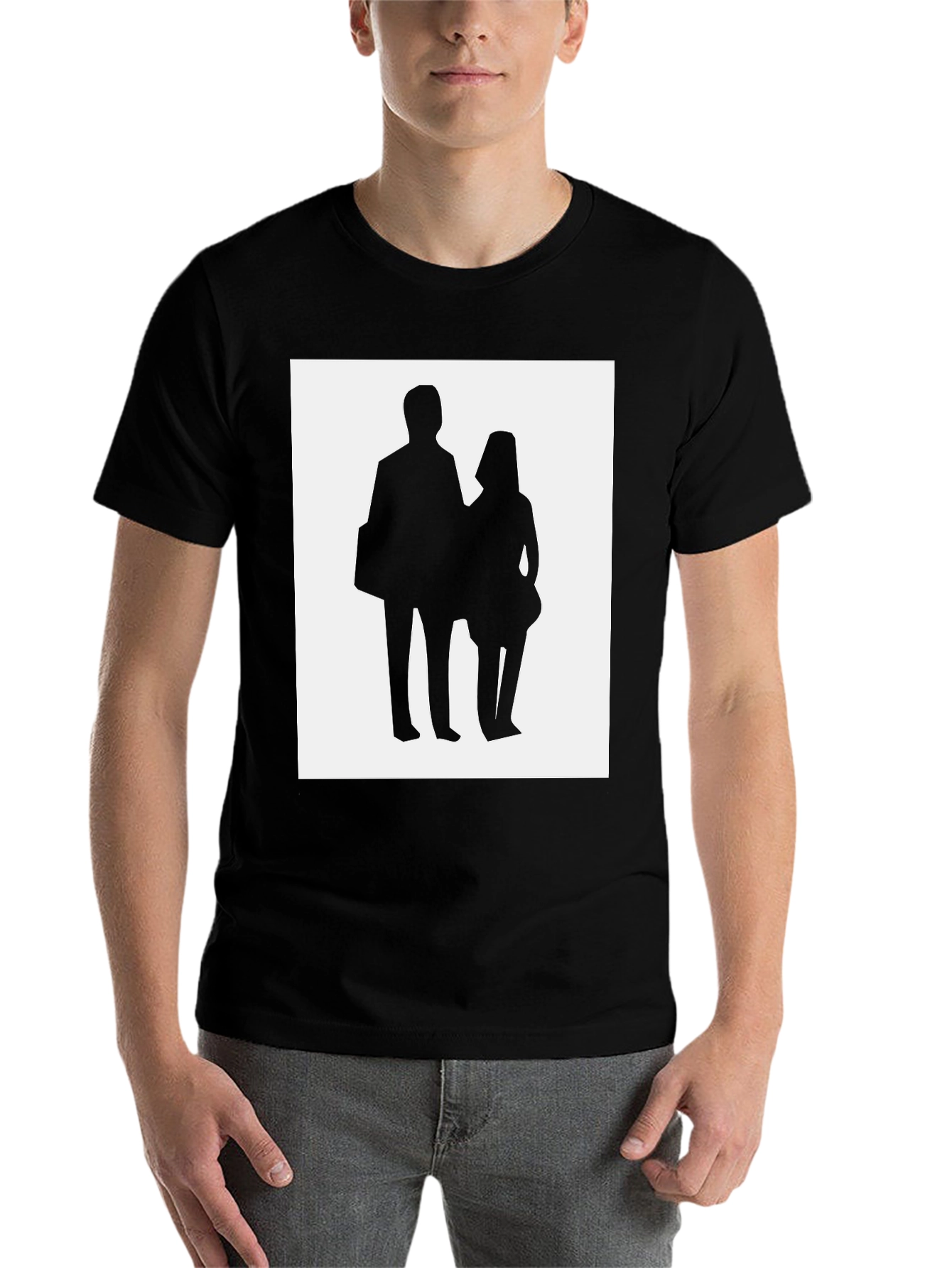 Black Silhouette Couple T-Shirt - Black view 7