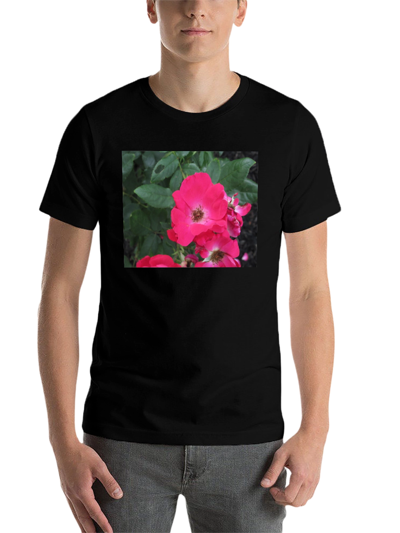 Black Floral Print Black T-Shirt view 7
