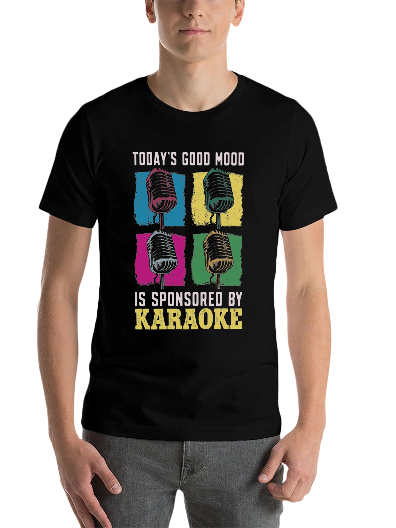 Black Karaoke Good Mood Graphic T-Shirt view 7