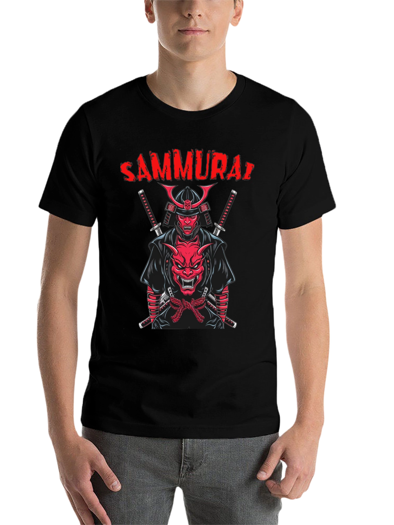 Black Samurai Graphic T-Shirt - Black view 7