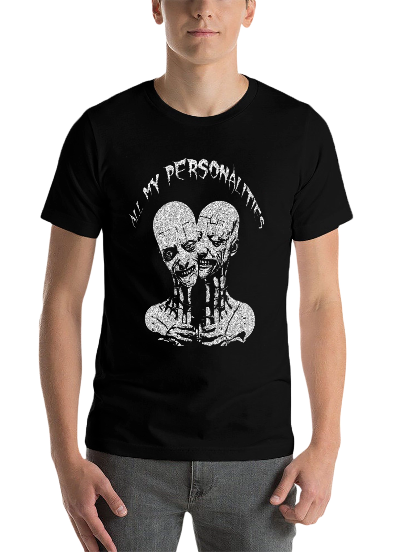 Black All My Personalities Graphic Tee - Black Cotton T-Shirt view 7
