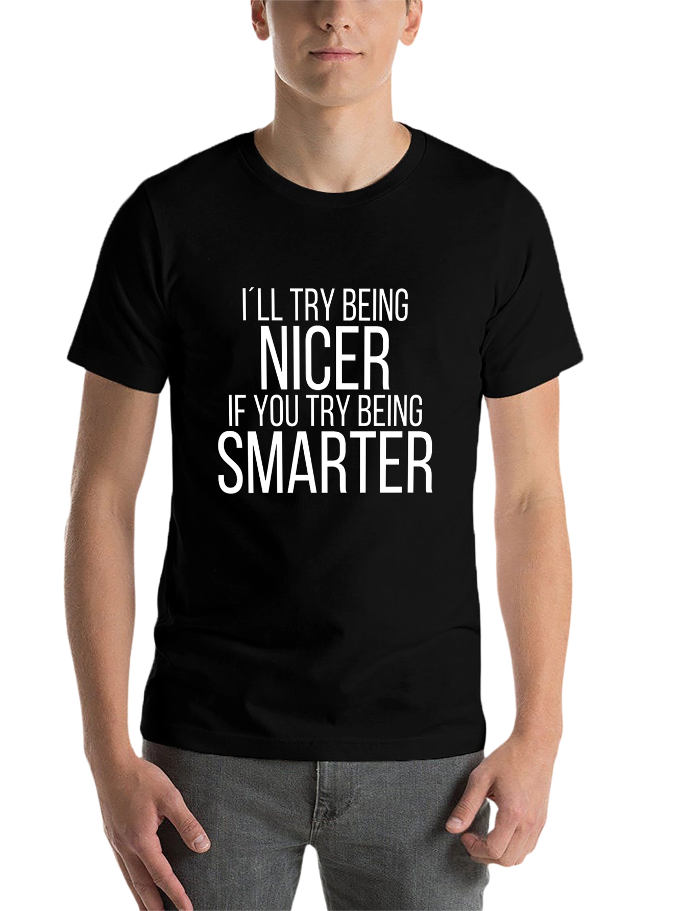 Black Funny Nicer Smarter Graphic Tee view 7