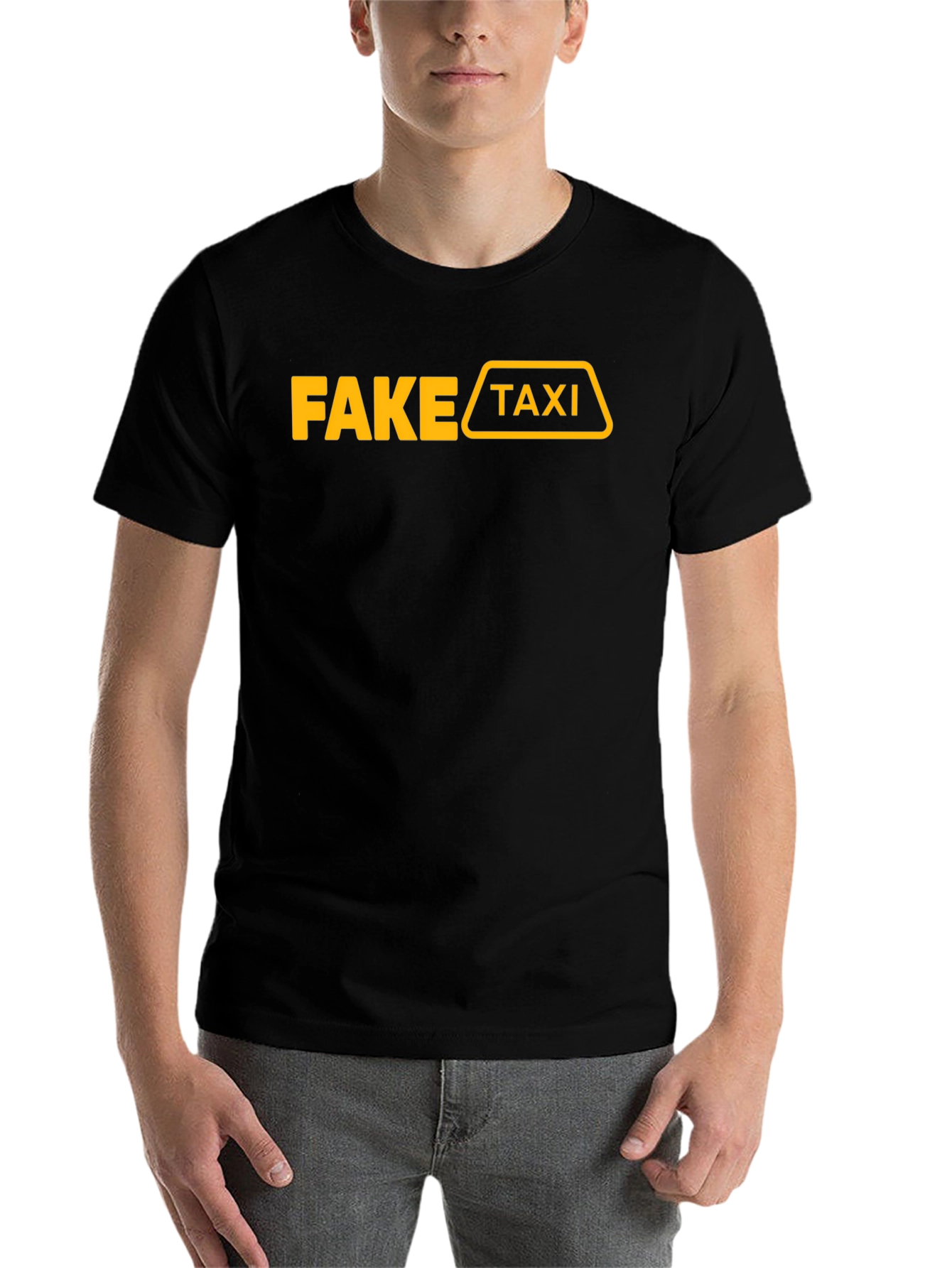 Black Fake Taxi Graphic T-Shirt Funny Adult Humor Tee view 7