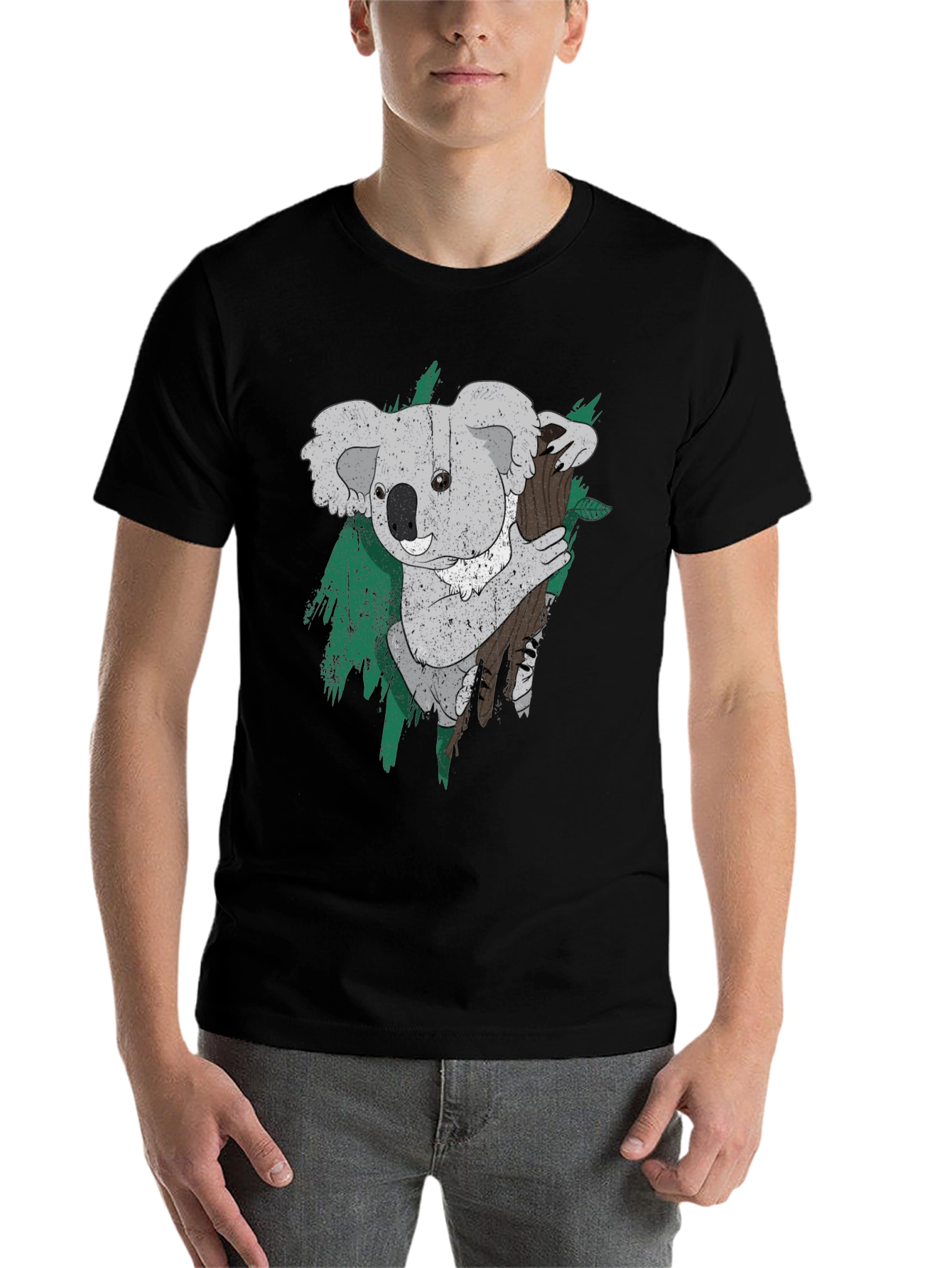 Black Koala Bear Graphic Print Black T-Shirt view 7