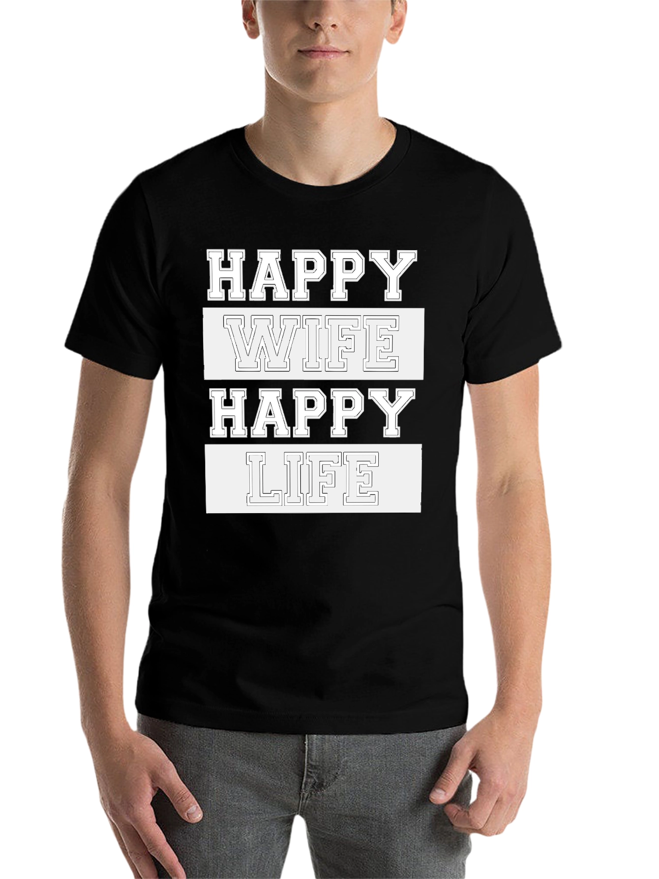 Black Happy Wife Happy Life Graphic Tee view 7
