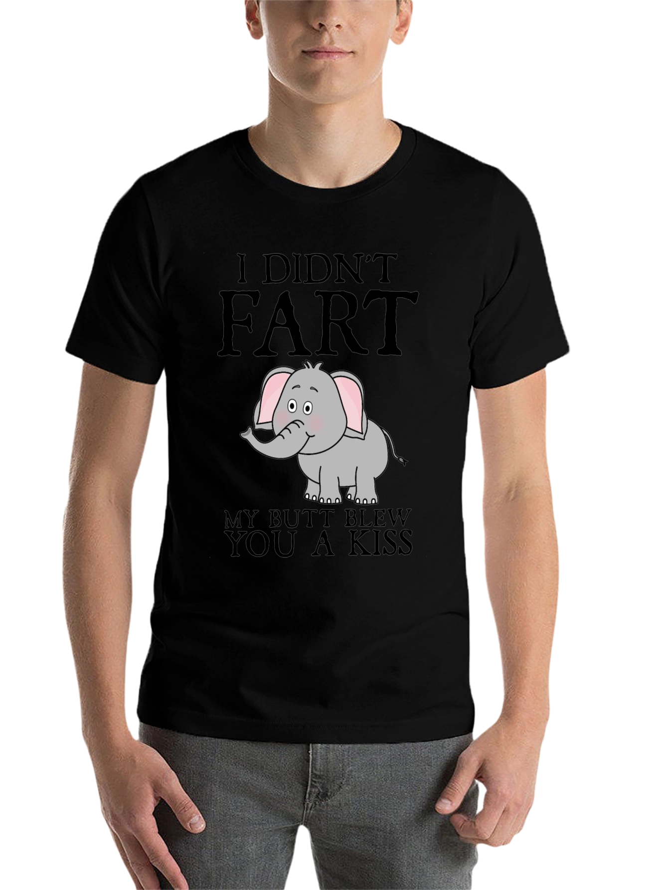 Black I Didn't Fart Elephant Graphic T-Shirt view 7
