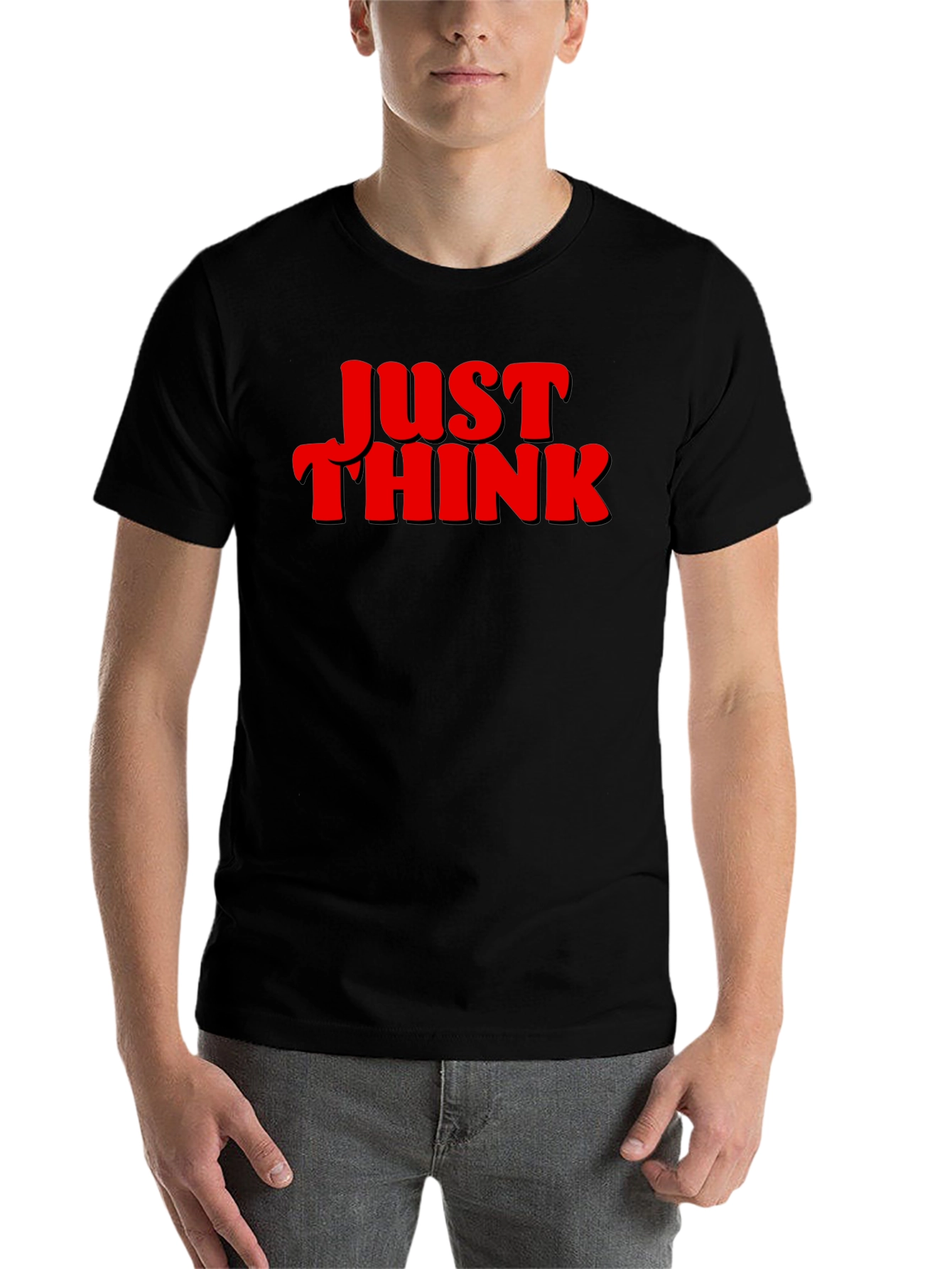 Black Just Think Graphic Tee - Bold Statement Shirt view 7
