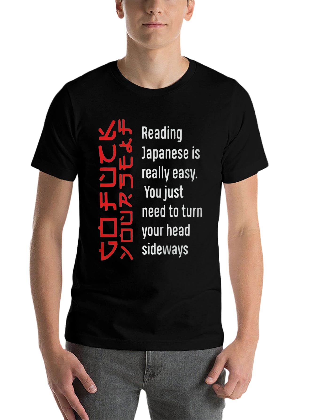 Black Funny Reading Japanese Shirt view 7